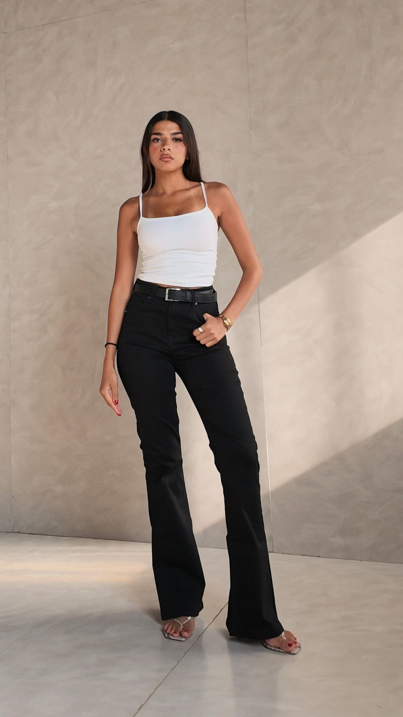 High-Waist Black Flare Jeans