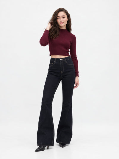 Flare Flap-Pocket High-Waist – Raw Denim Jeans Flare CIZARO - Cizaro Jeans