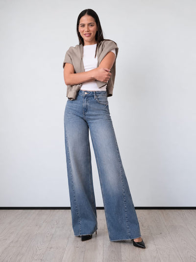 Super Baggy – High-Waist Raw-Hem Mid Vintage Blue Jeans Super Baggy CIZARO - Cizaro Jeans