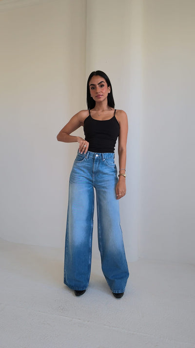 Super Baggy High-Waist Faded Vintage Blue Jeans Super Baggy CIZARO - Cizaro Jeans