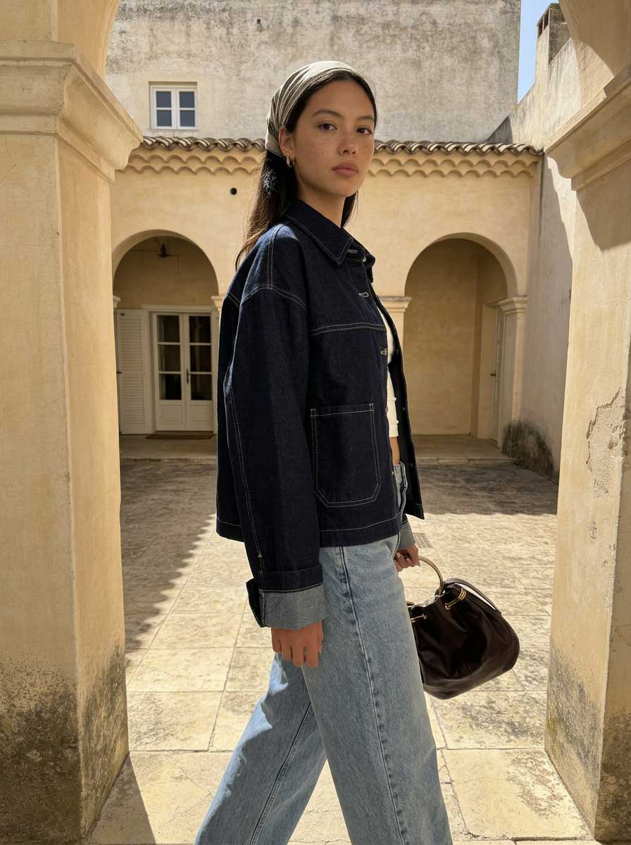 Modern Ease Raw Denim Jacket – Deep Indigo