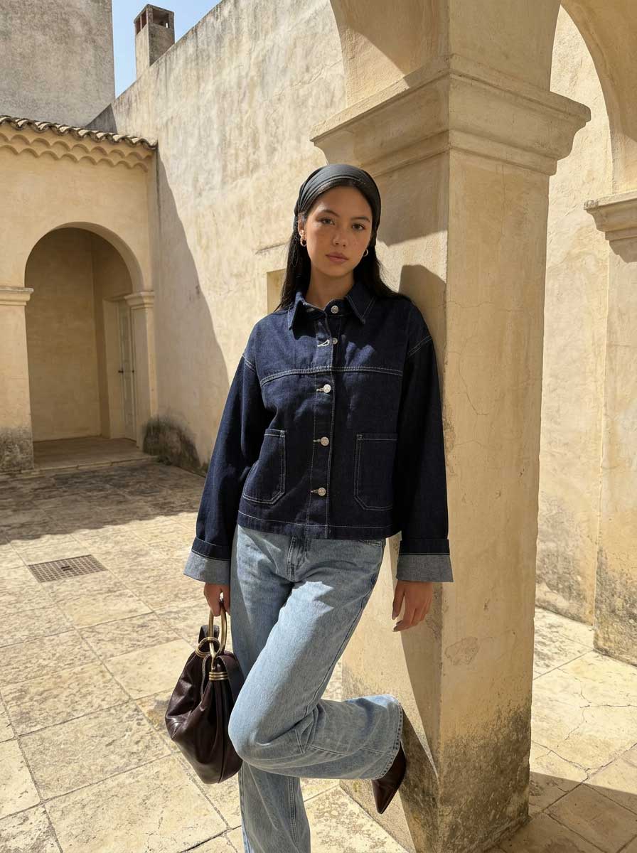 Modern Ease Raw Denim Jacket – Deep Indigo