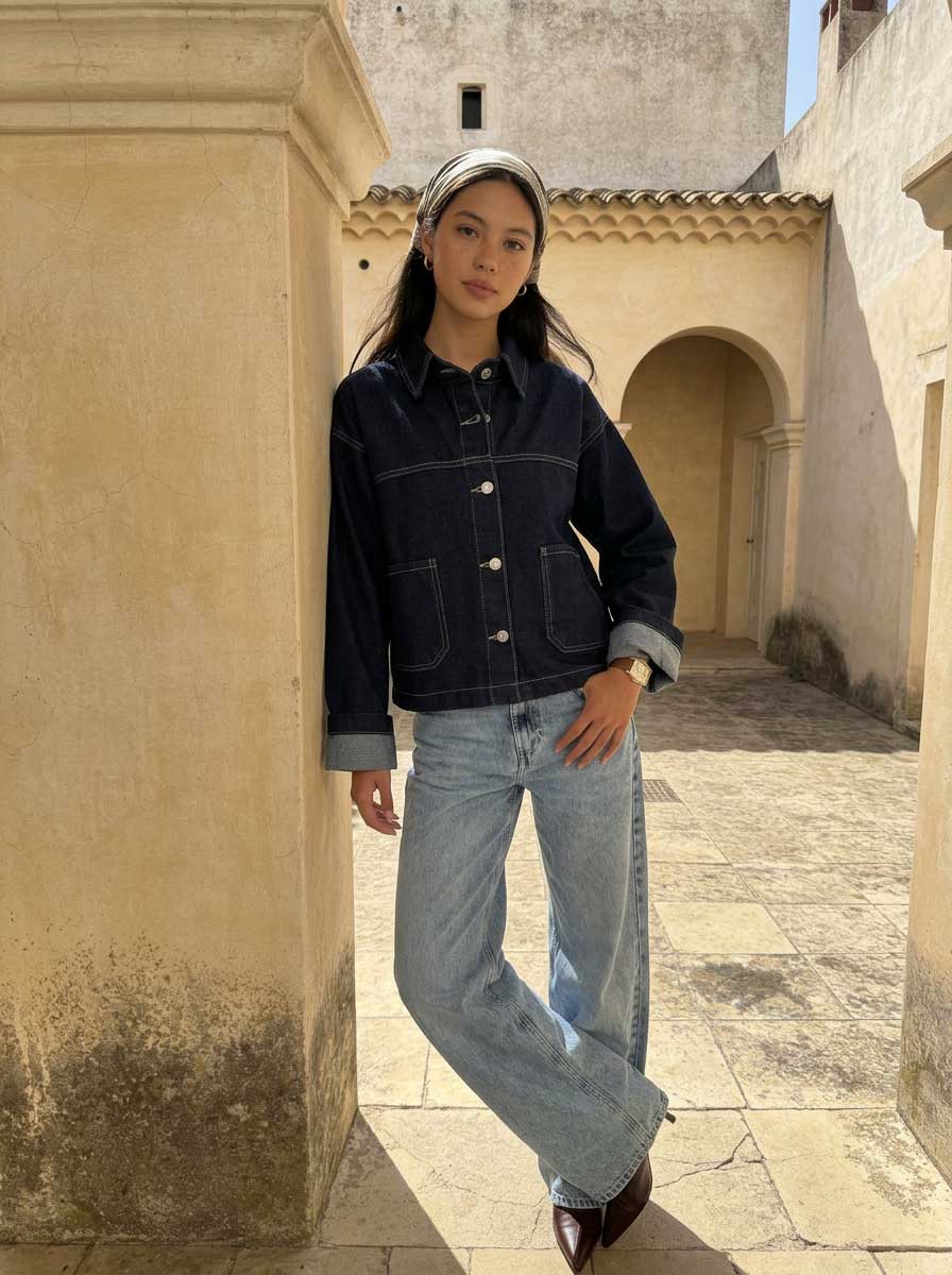 Modern Ease Raw Denim Jacket – Deep Indigo