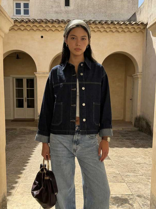 Modern Ease Raw Denim Jacket โ Deep Indigo