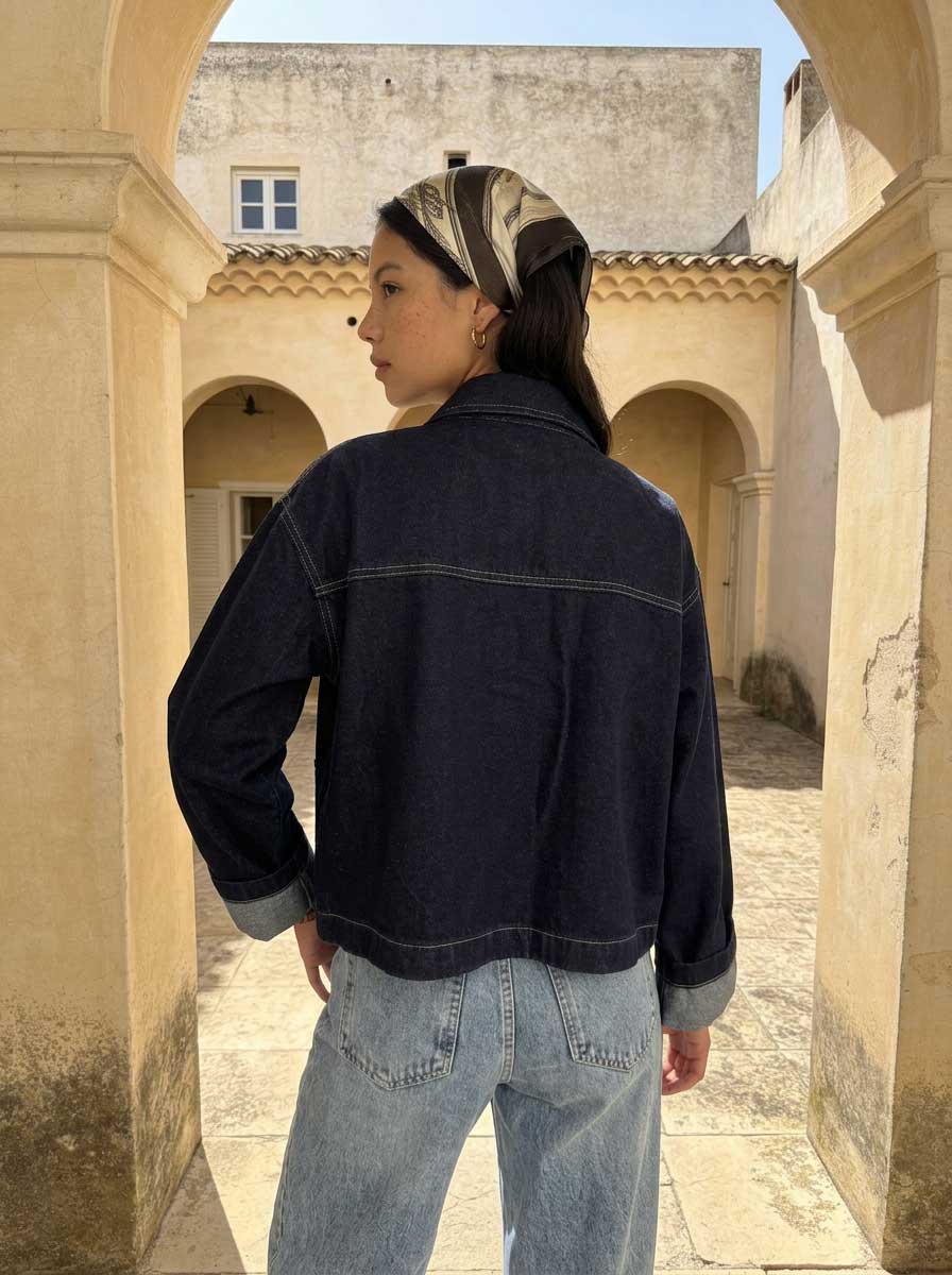 Modern Ease Raw Denim Jacket – Deep Indigo