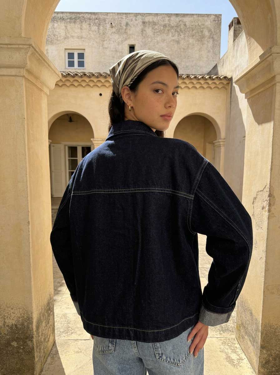 Modern Ease Raw Denim Jacket – Deep Indigo