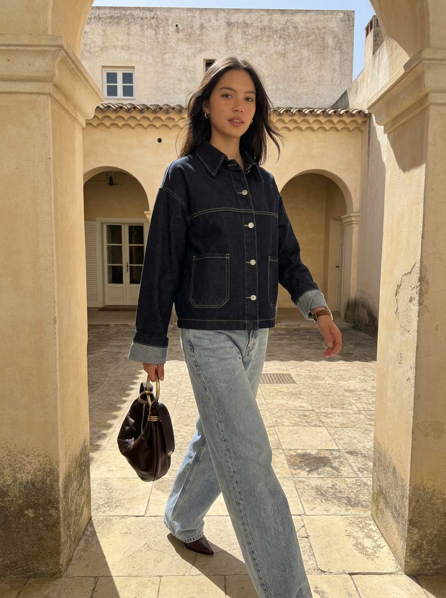 Modern Ease Raw Denim Jacket – Deep Indigo