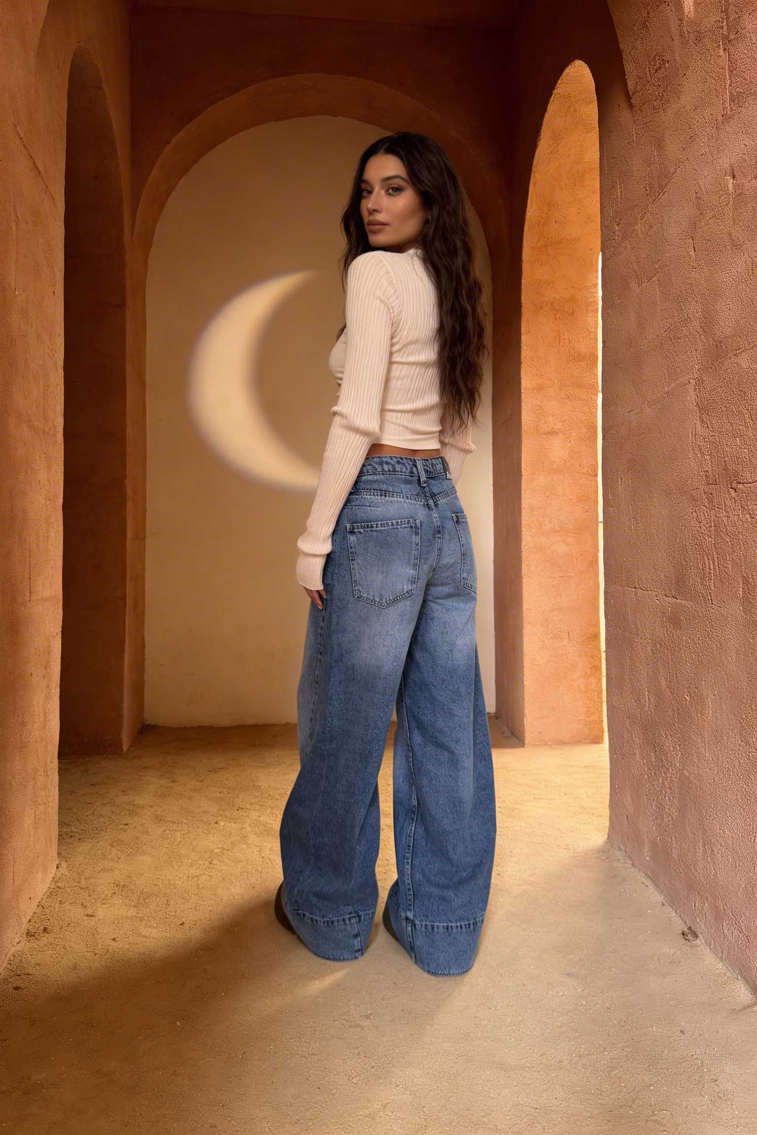 Extreme Wide-Leg – Mid-Rise Acid Blue Jeans