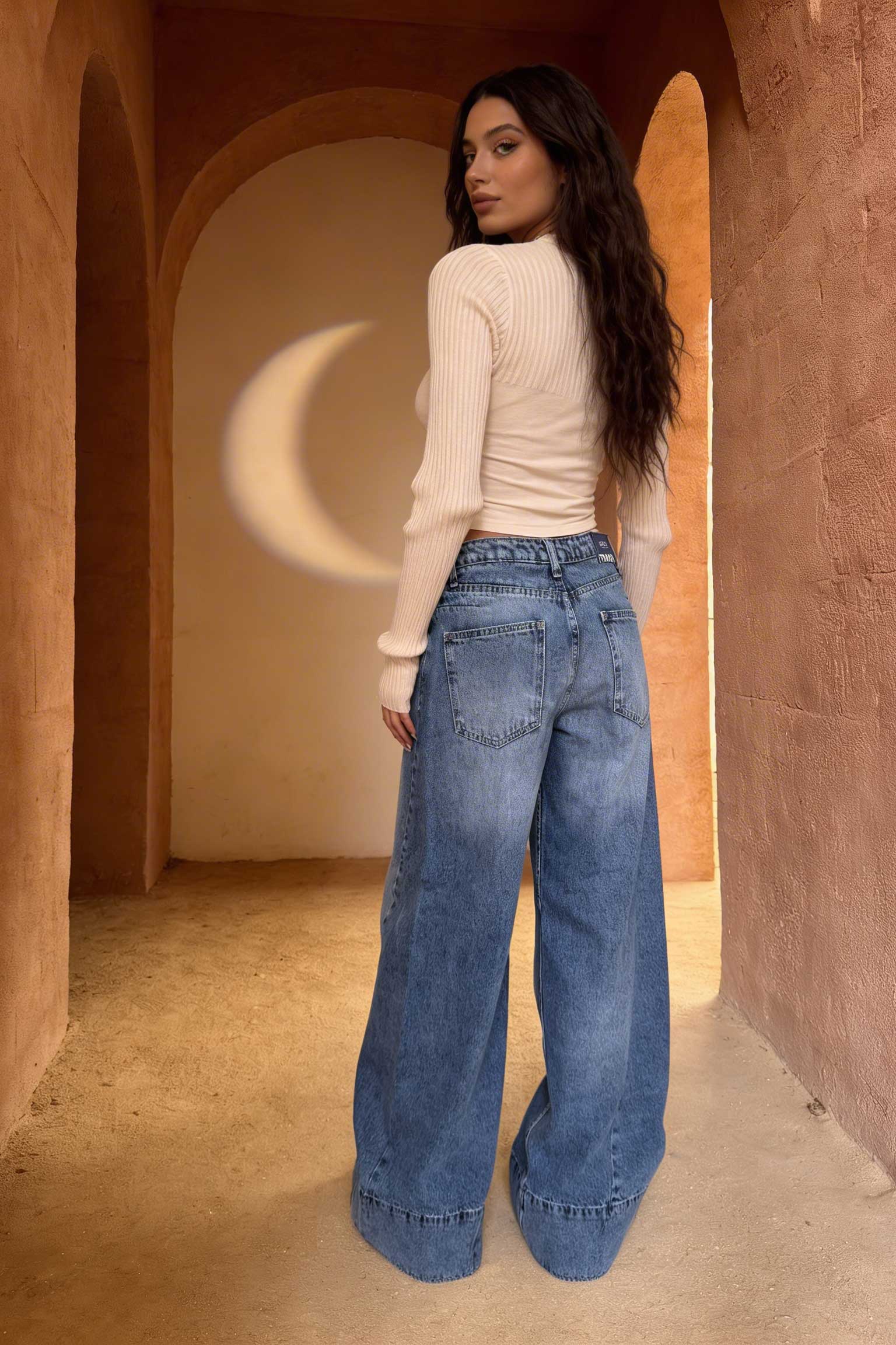 Extreme Wide-Leg – Mid-Rise Acid Blue Jeans