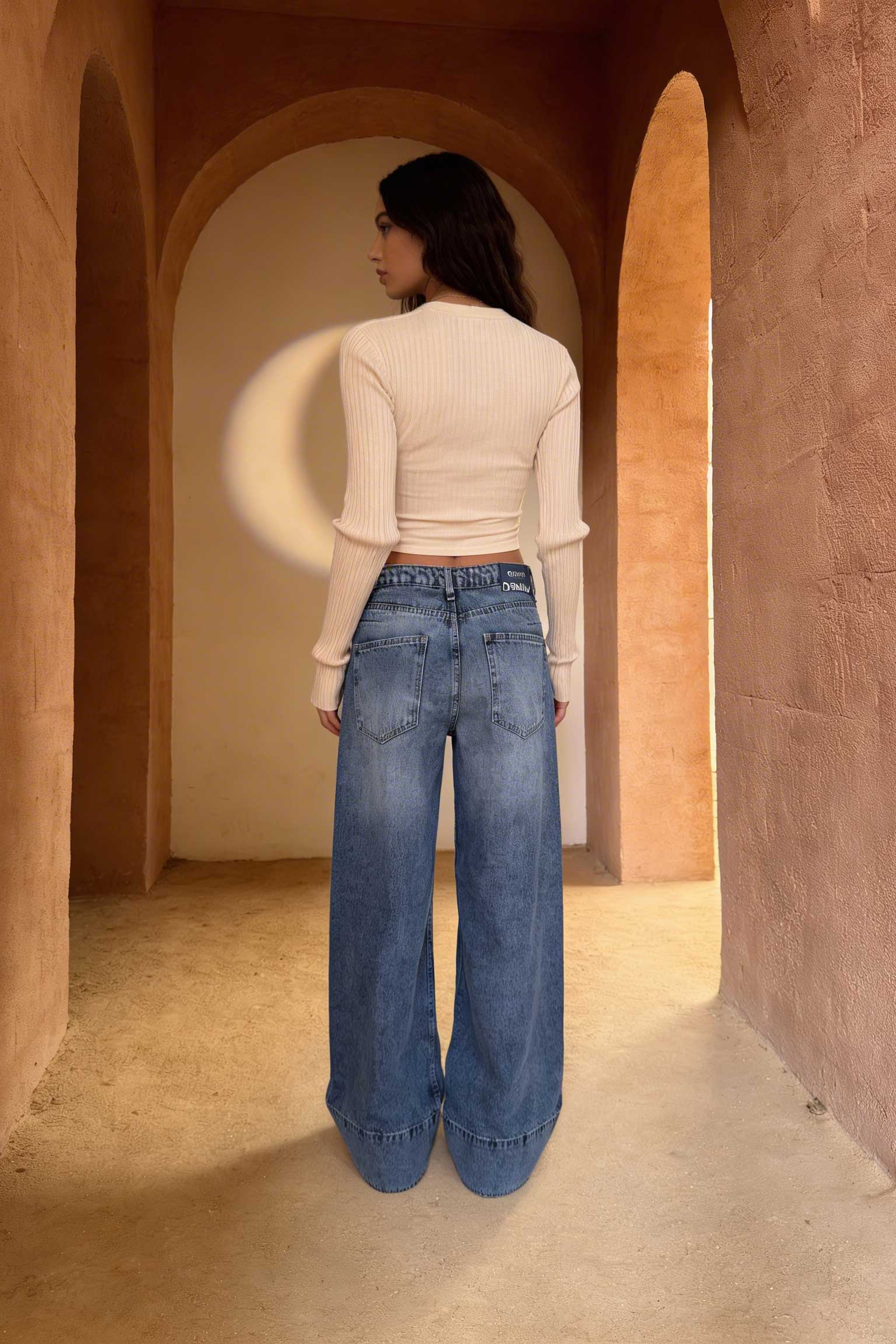 Extreme Wide-Leg – Mid-Rise Acid Blue Jeans