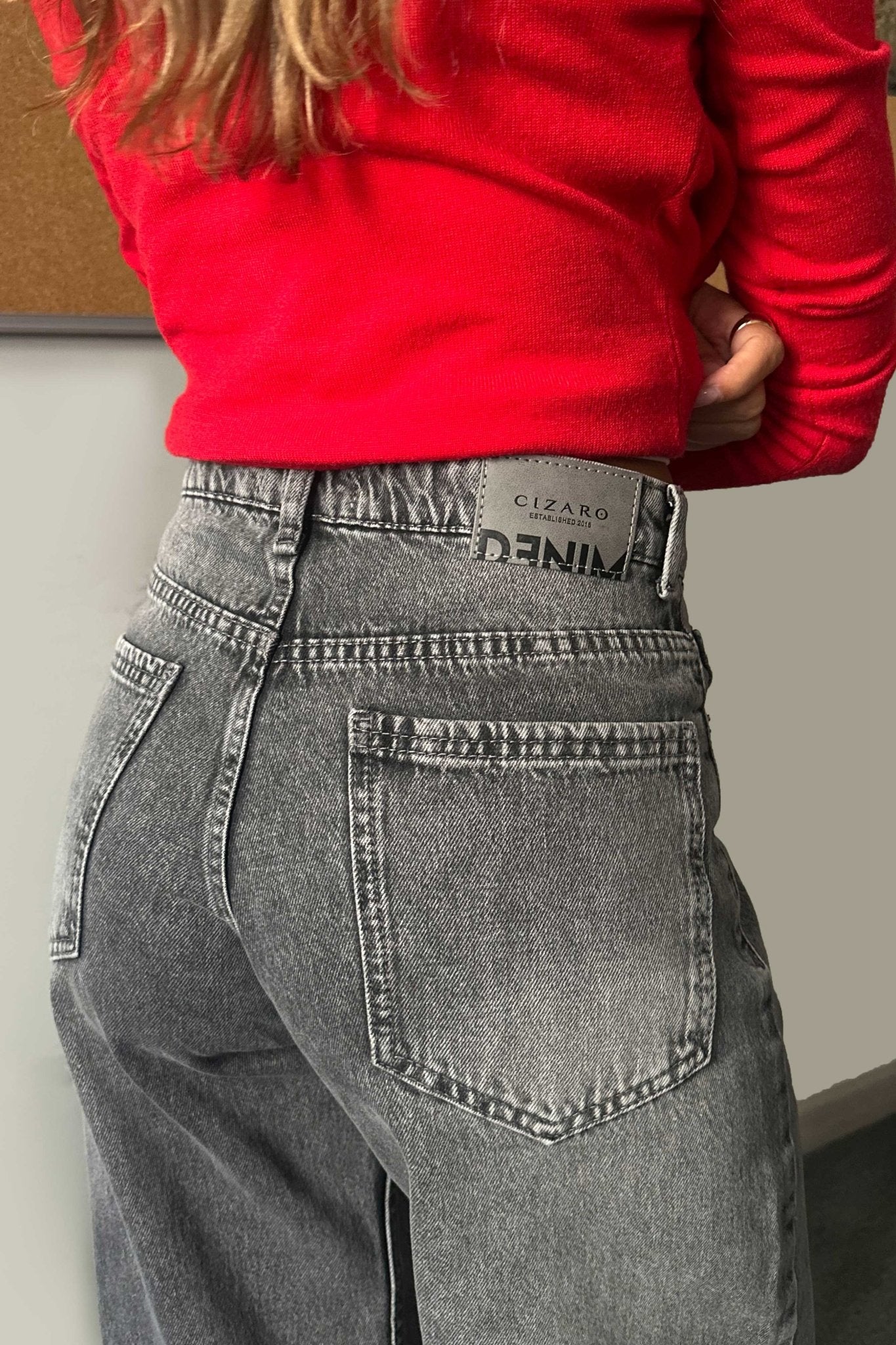 Baggy - Mid Rise Charcoal Jeans Baggy CIZARO - Cizaro Jeans