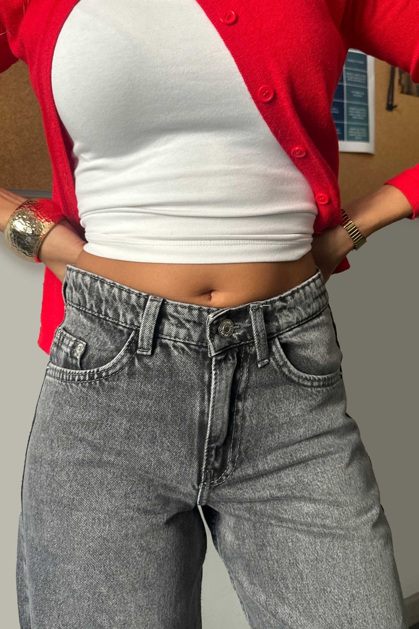 Baggy - Mid Rise Charcoal Jeans Baggy CIZARO - Cizaro Jeans