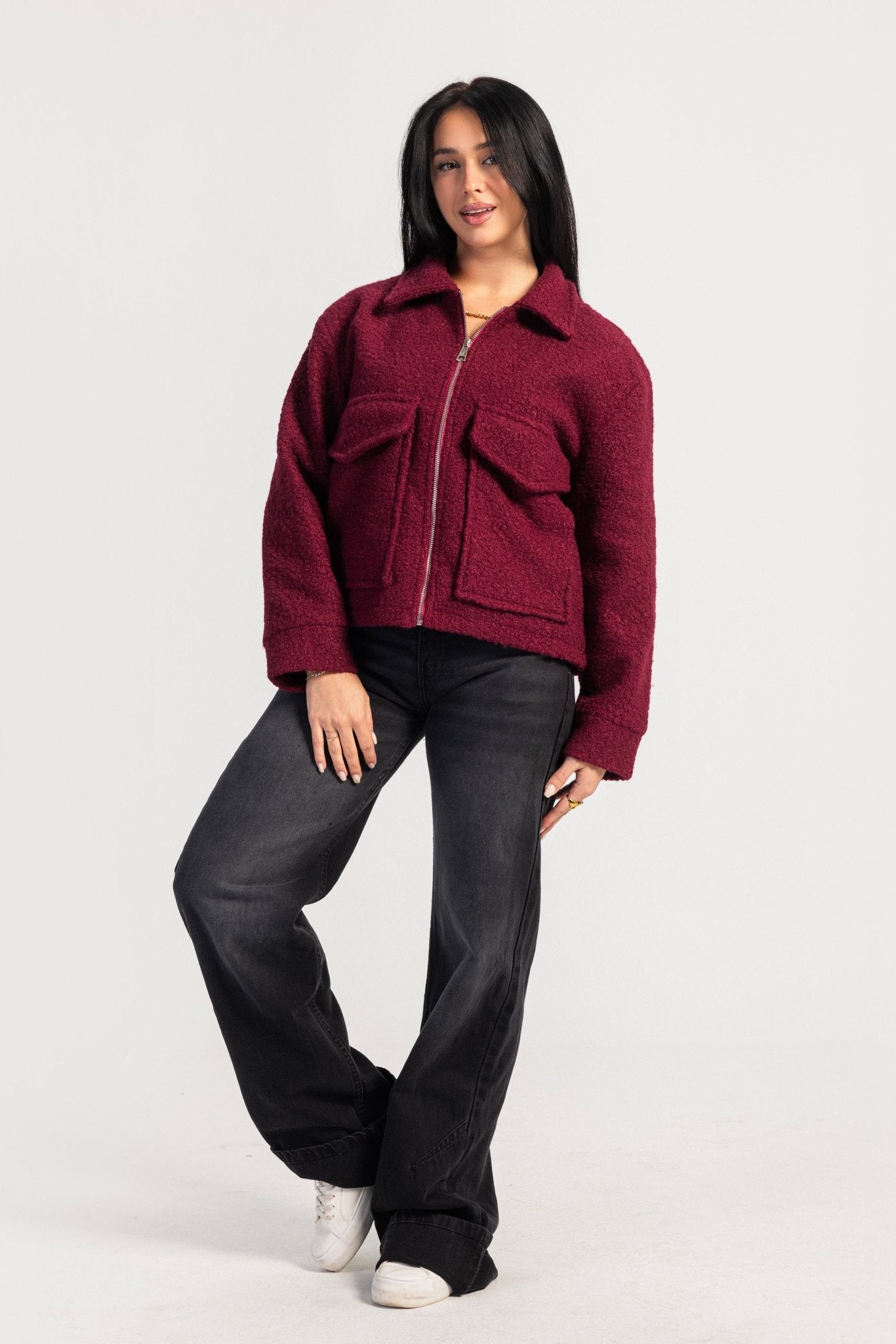 Jacket – Structured Textured Burgundy jacket CIZARO - Cizaro Jeans