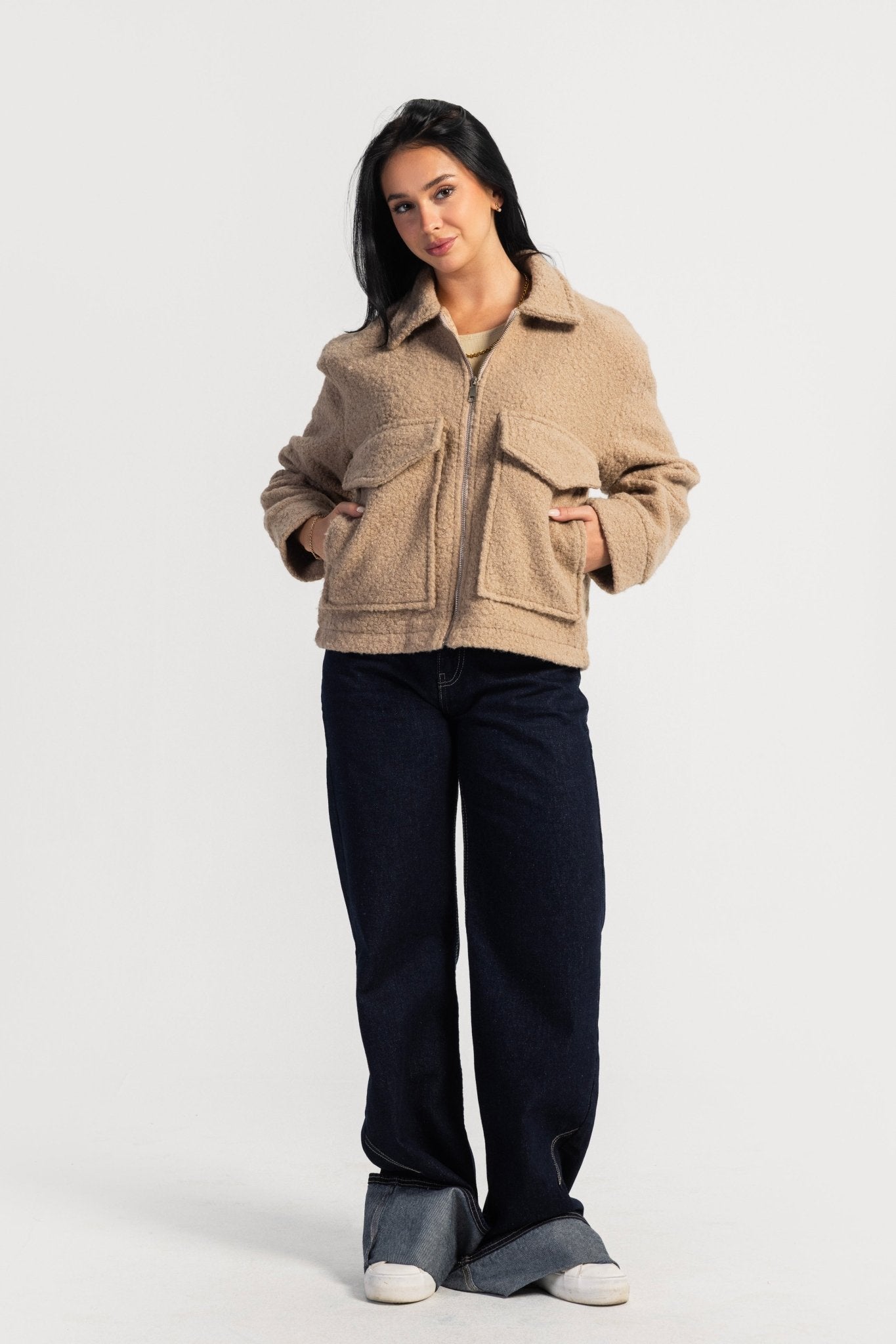 Fax Fur Jacket – Nude jacket CIZARO - Cizaro Jeans