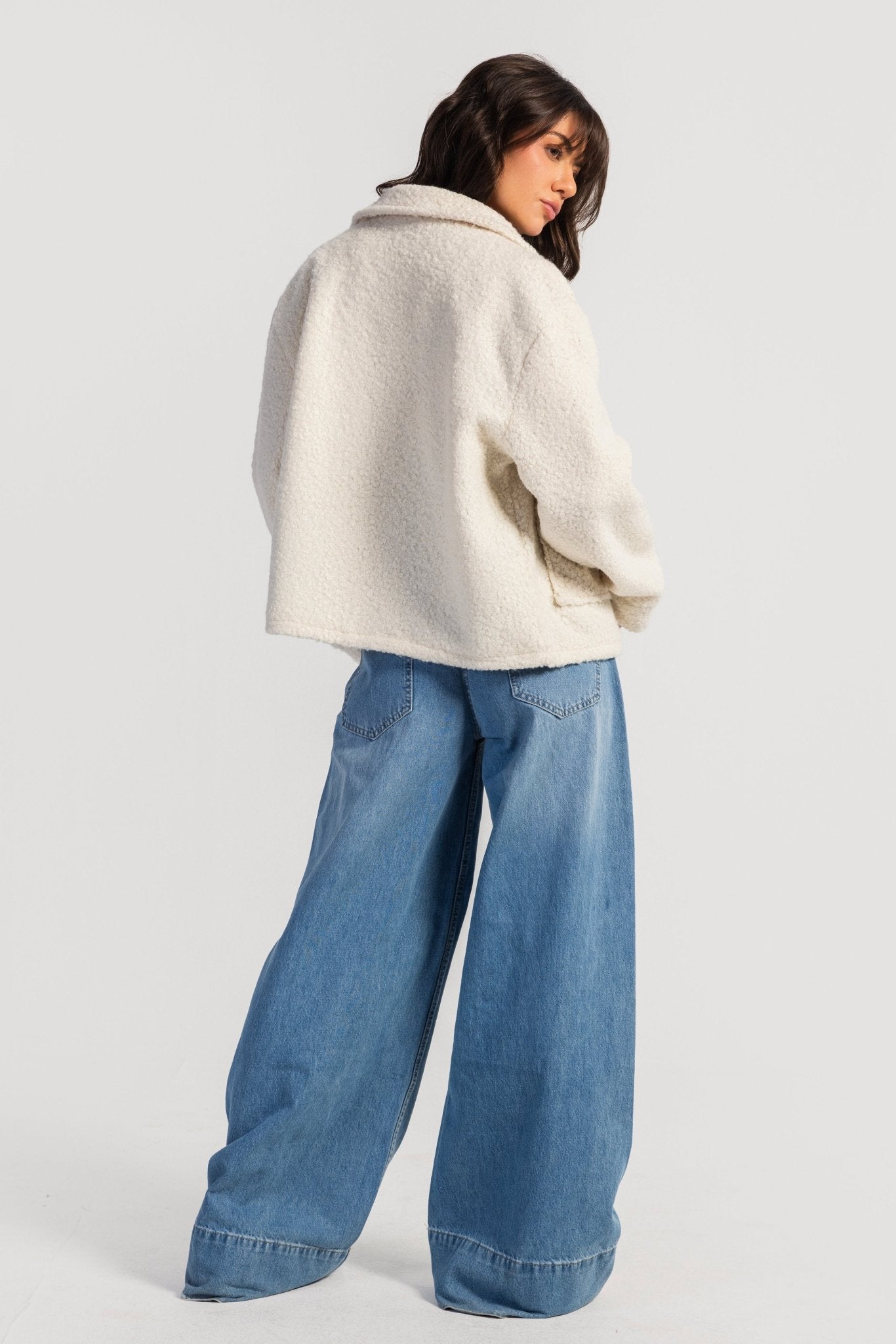 Fax Fur Jacket – Off-White jacket CIZARO - Cizaro Jeans