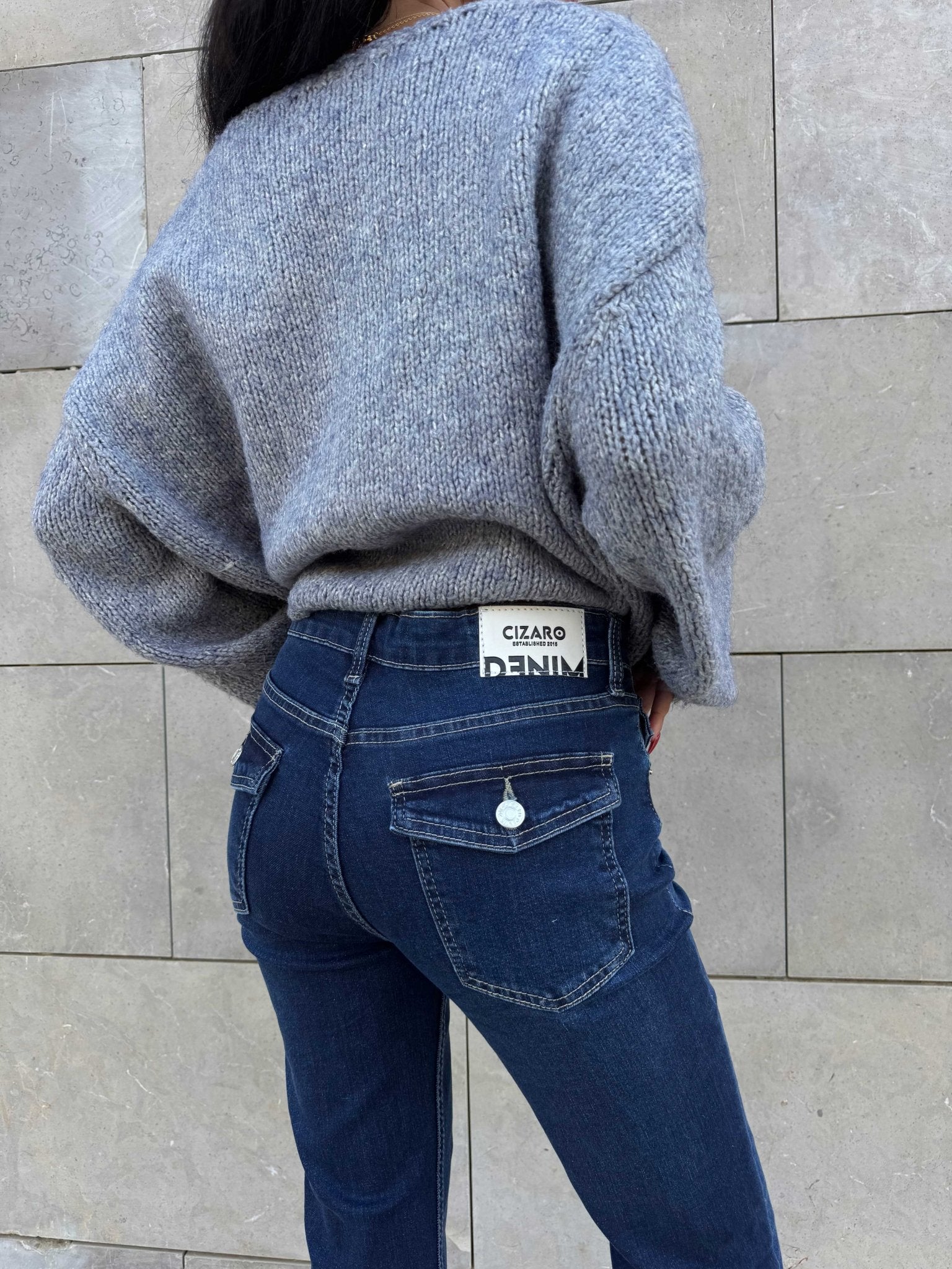 Flare – Low-Waist Navy Blue Jeans FLARE CIZARO - Cizaro Jeans