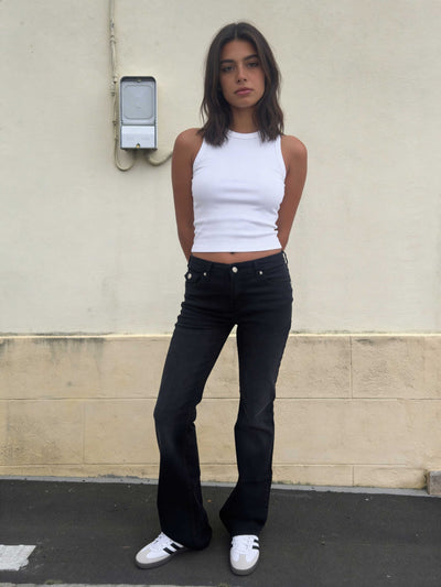 Flare – Low-Waist Washed Black Flap Pocket Jeans Flare CIZARO - Cizaro Jeans