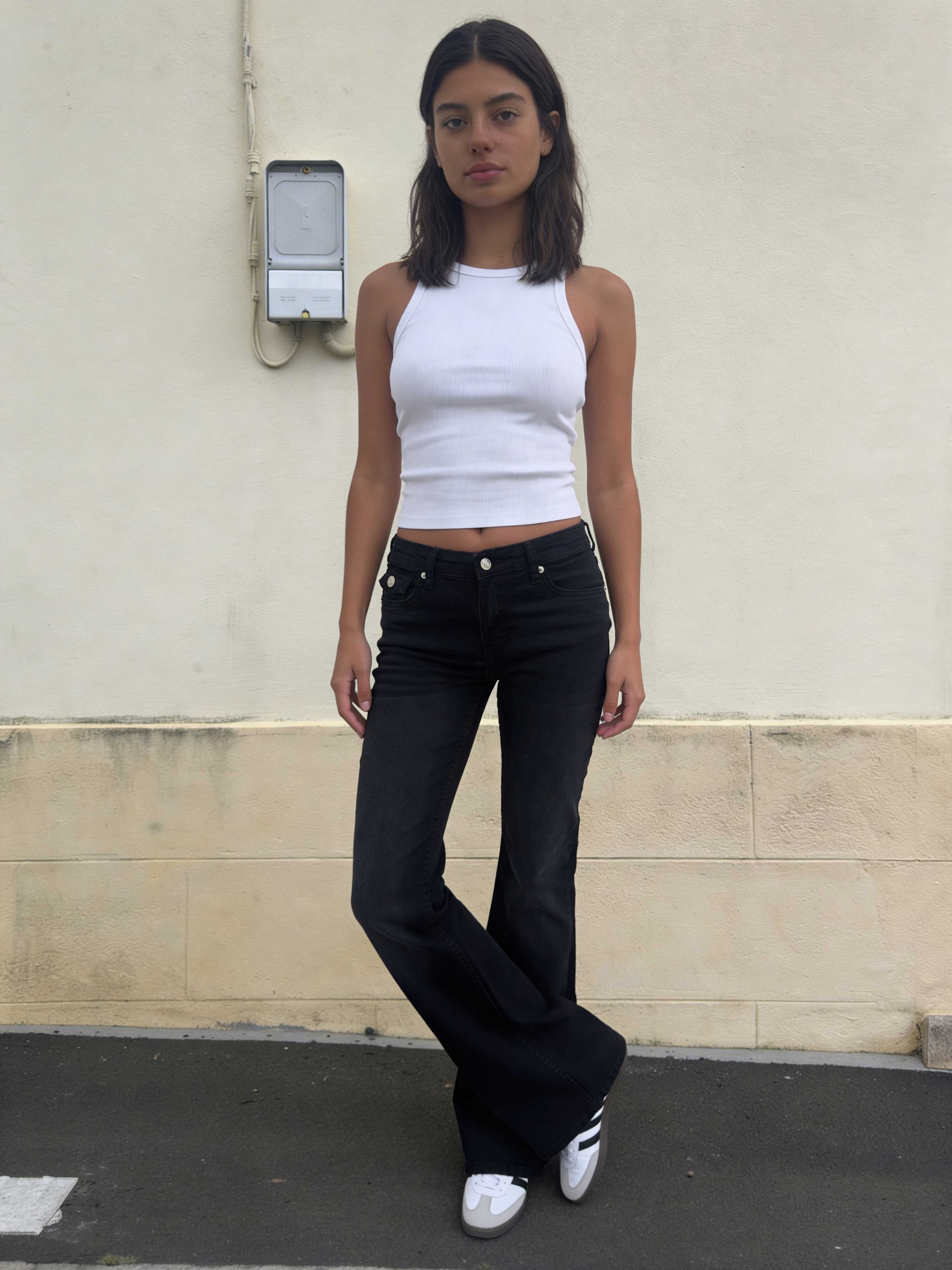 Flare – Low-Waist Washed Black Flap Pocket Jeans Flare CIZARO - Cizaro Jeans