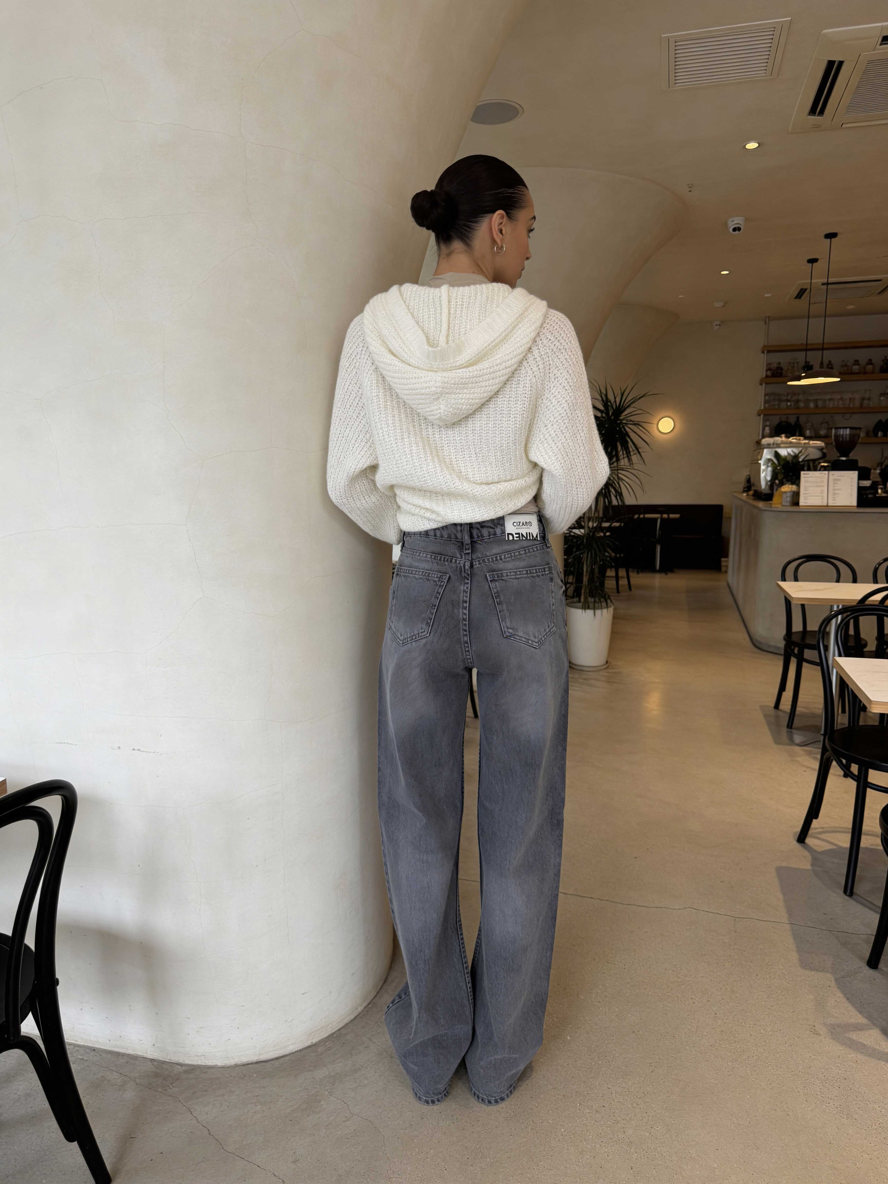 Wide Leg High-Waist – Grey Jeans wide leg CIZARO - Cizaro Jeans