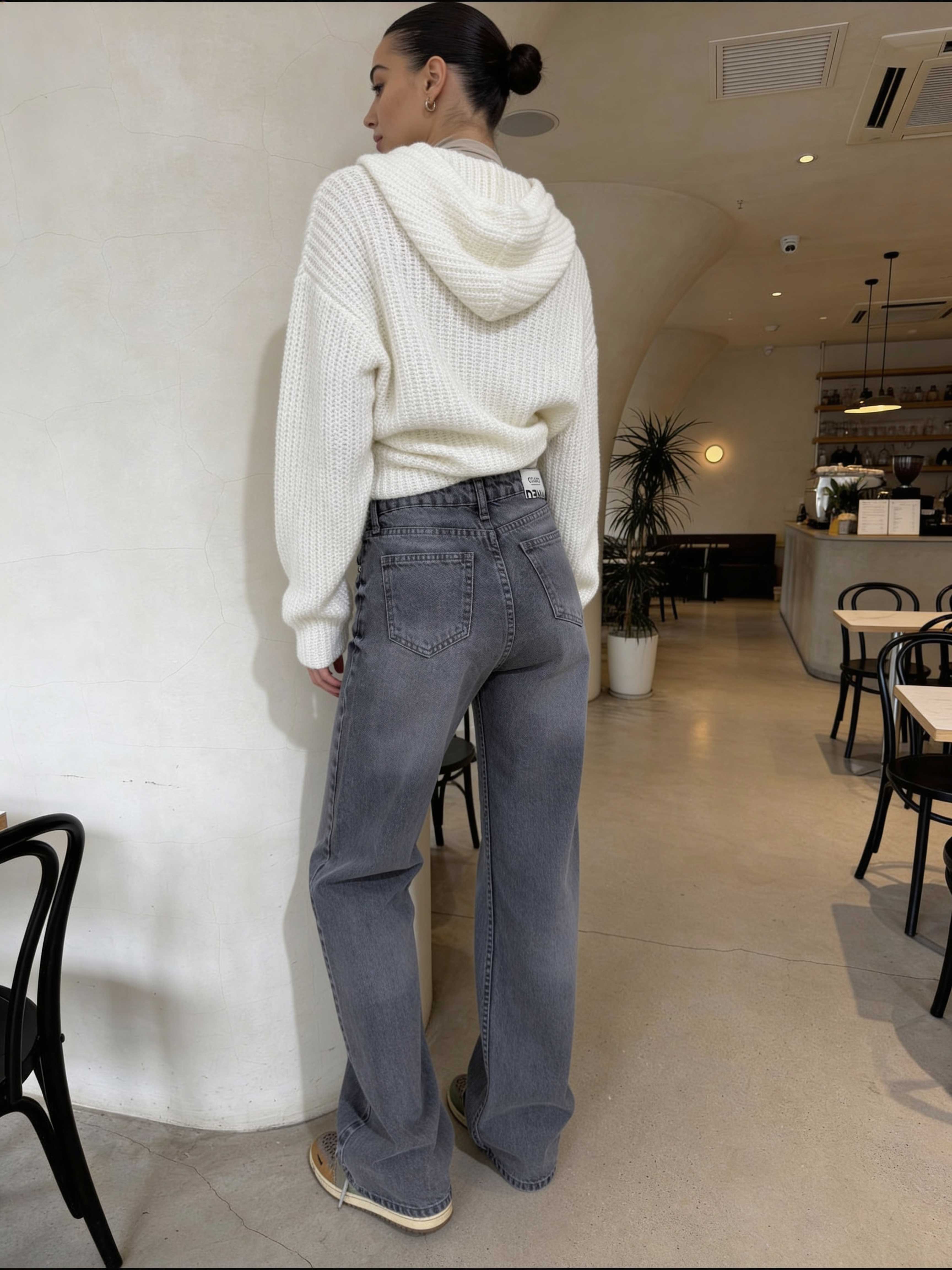 Wide Leg High-Waist – Grey Jeans wide leg CIZARO - Cizaro Jeans