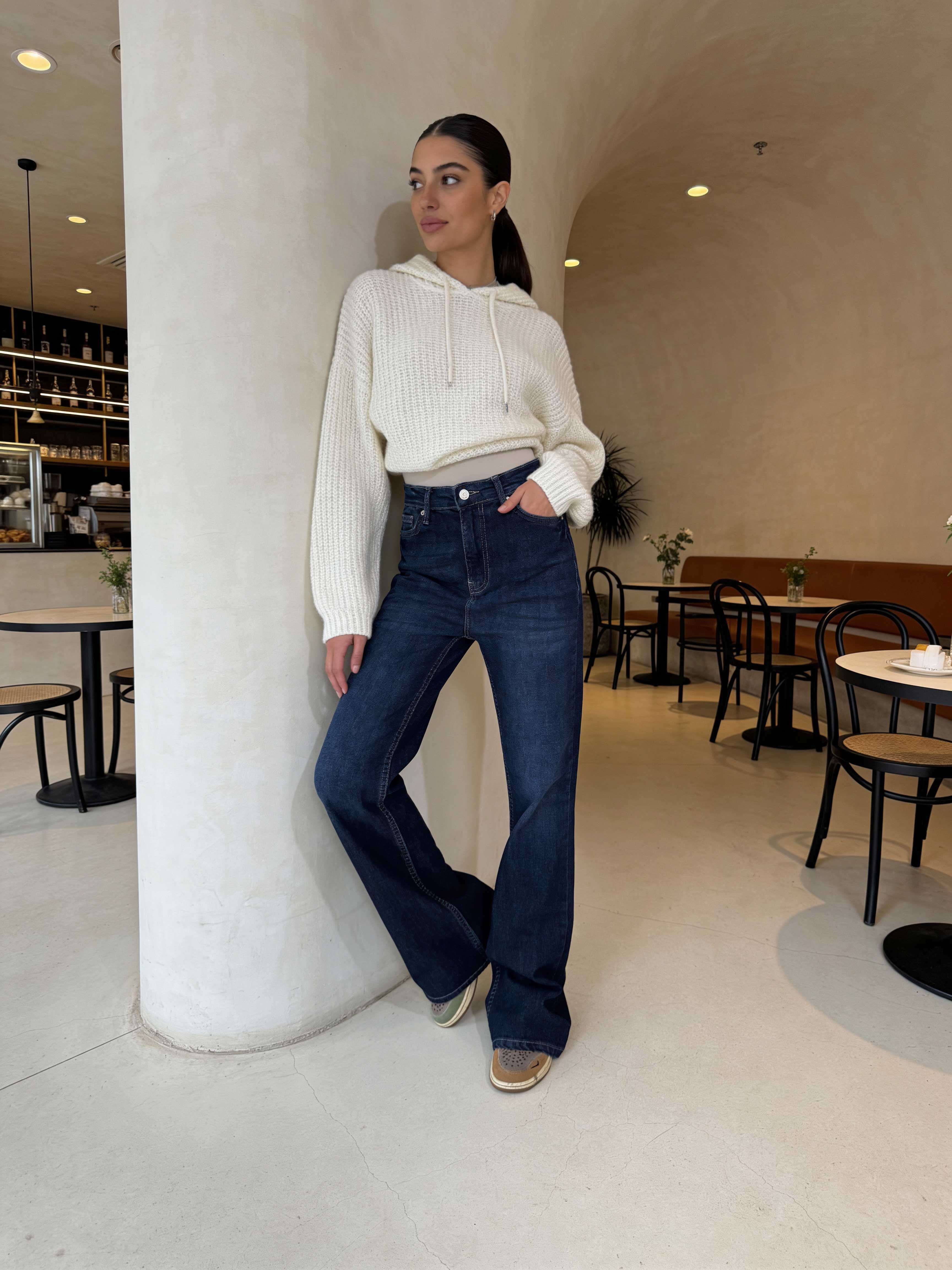 Flare – High-Waist Navy Blue Jeans flare CIZARO - Cizaro Jeans