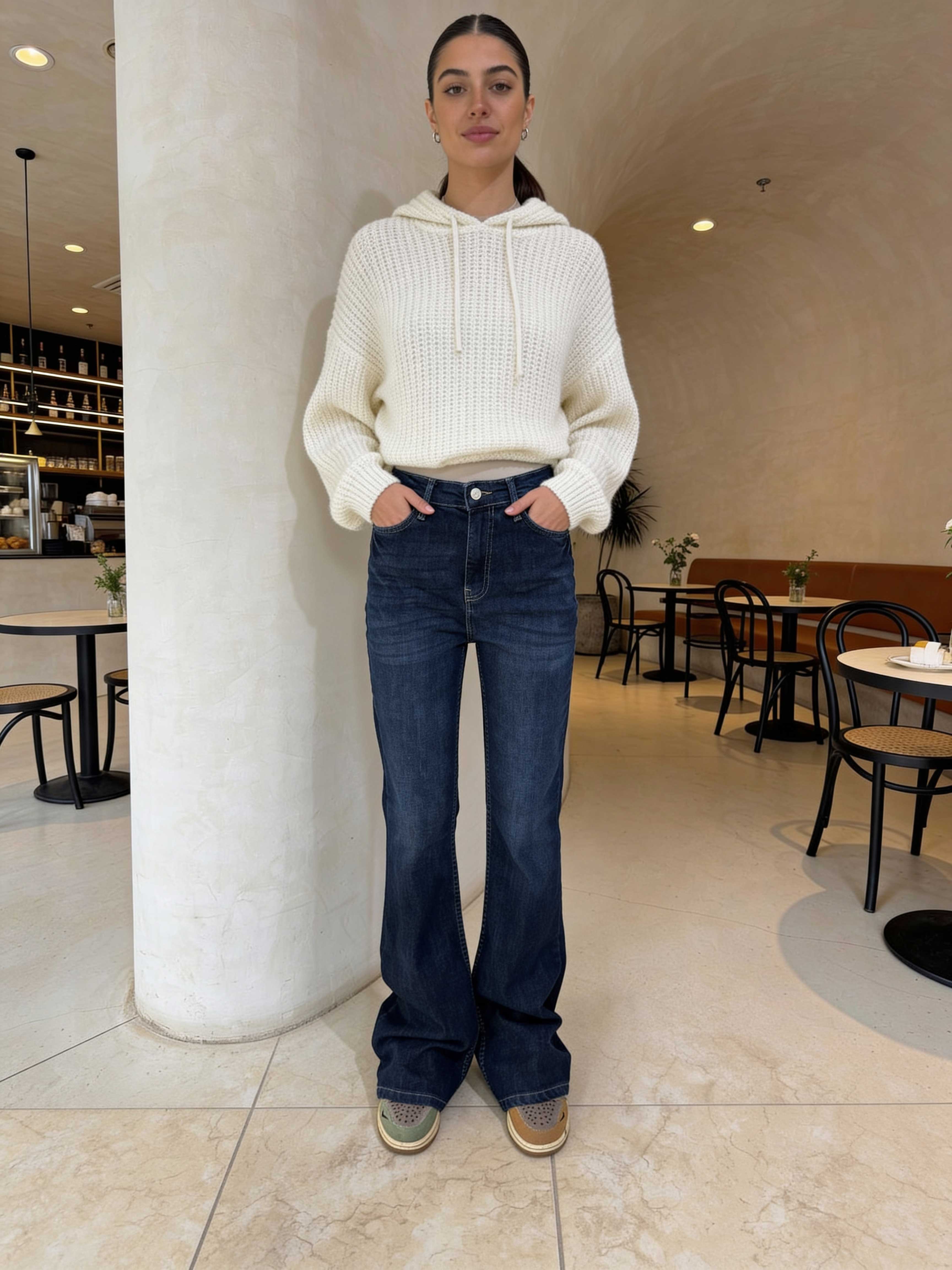 Flare – High-Waist Navy Blue Jeans flare CIZARO - Cizaro Jeans