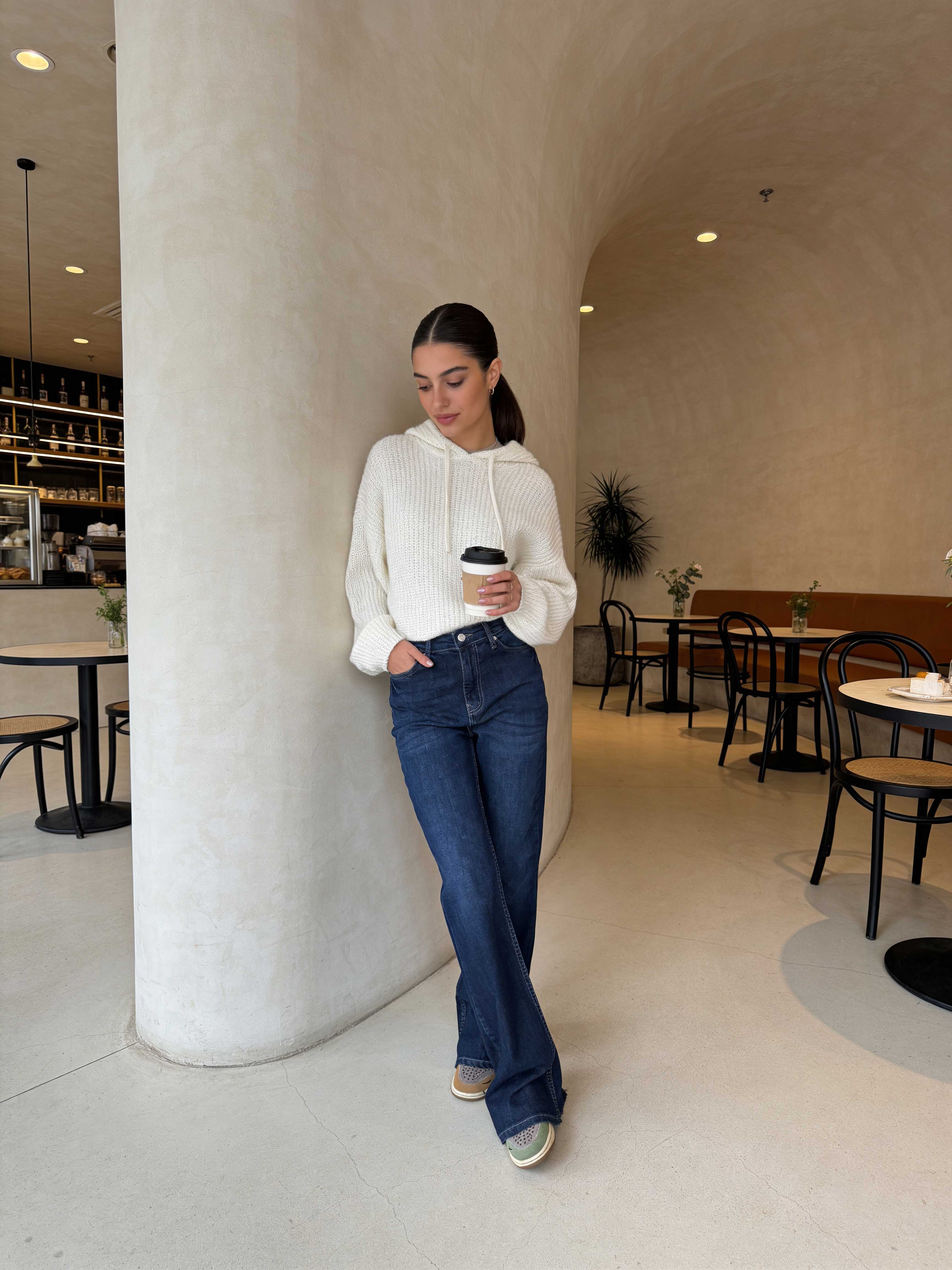 Flare – High-Waist Navy Blue Jeans flare CIZARO - Cizaro Jeans