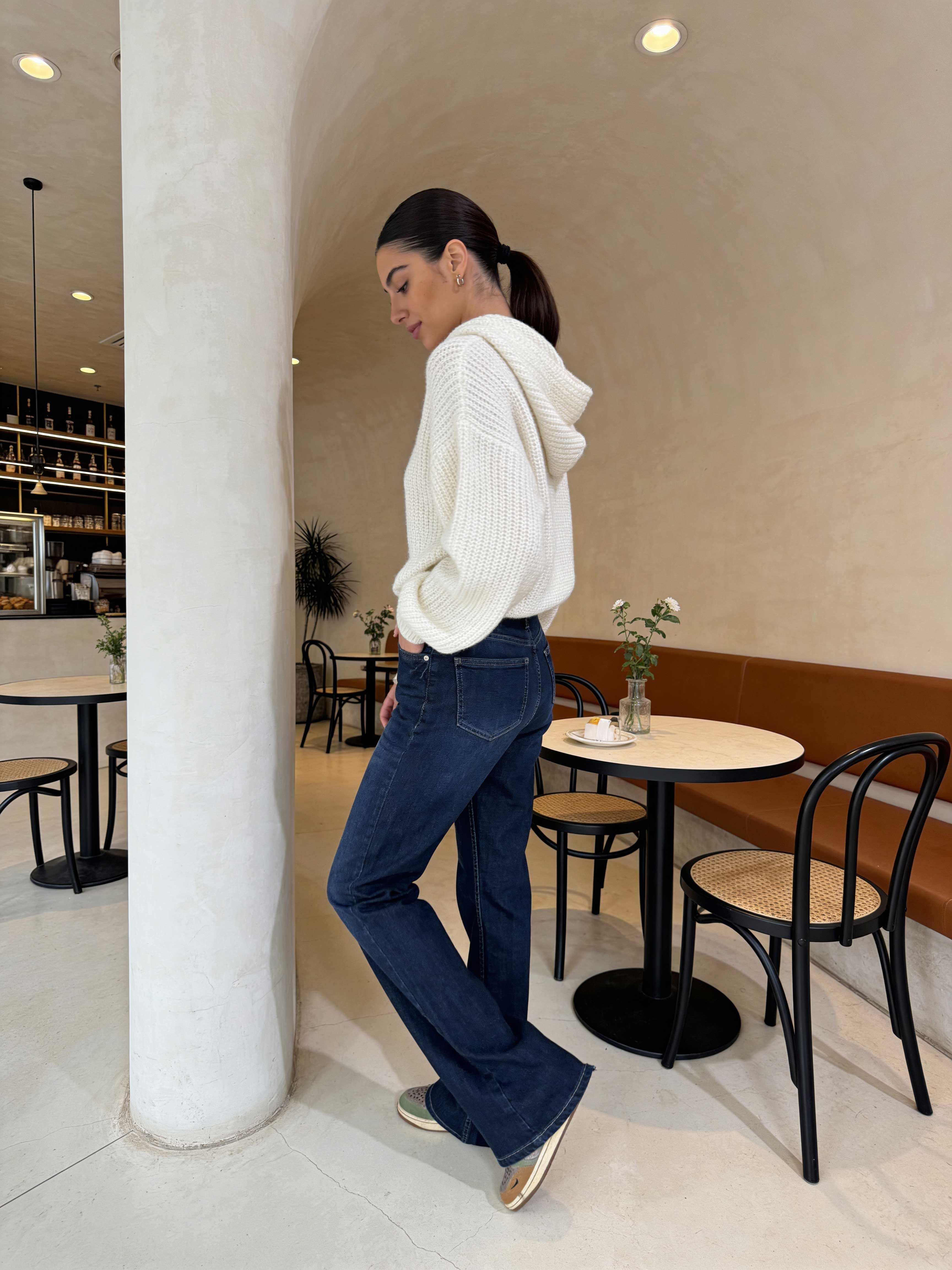 Flare – High-Waist Navy Blue Jeans flare CIZARO - Cizaro Jeans