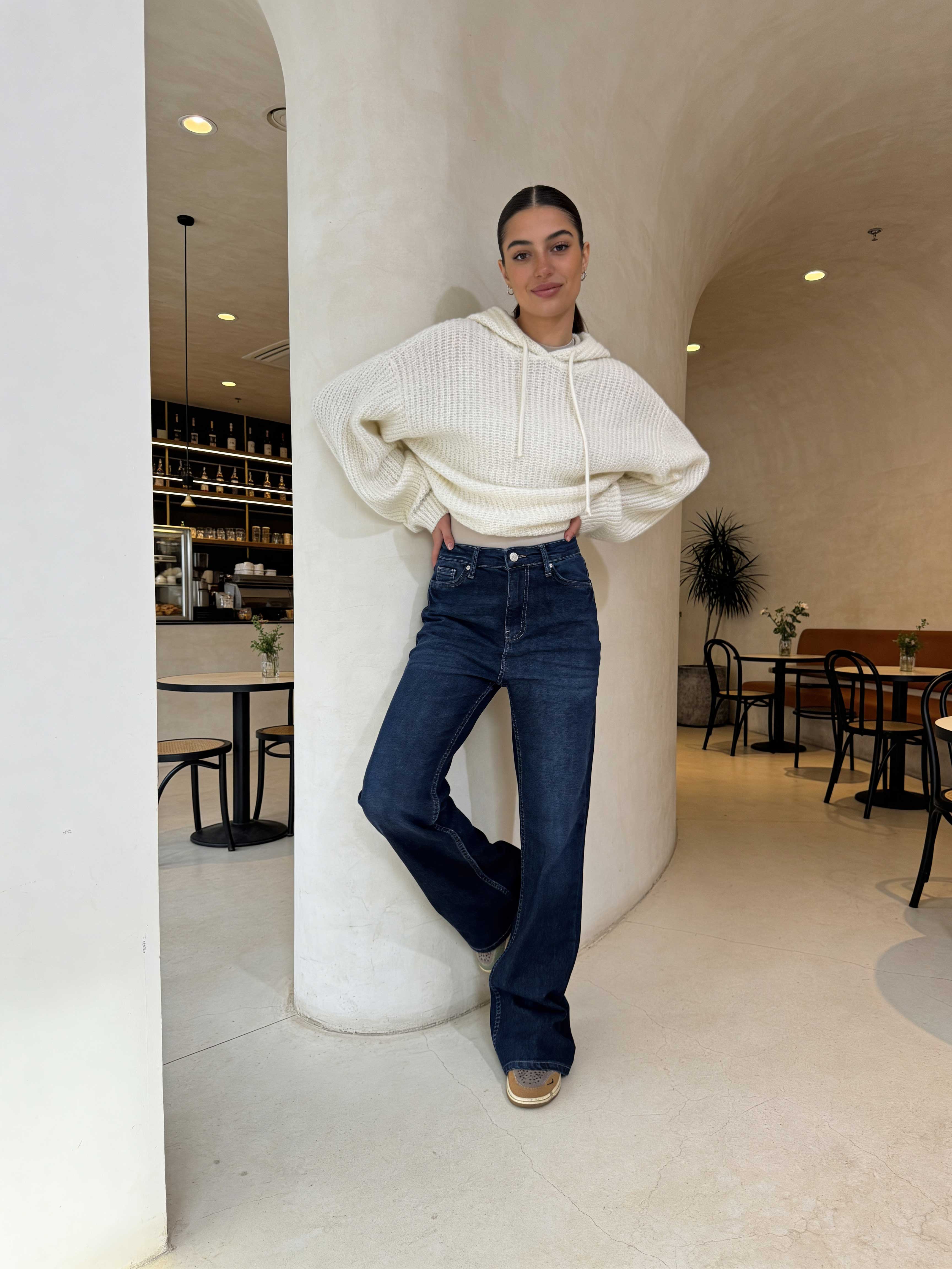 Flare – High-Waist Navy Blue Jeans flare CIZARO - Cizaro Jeans