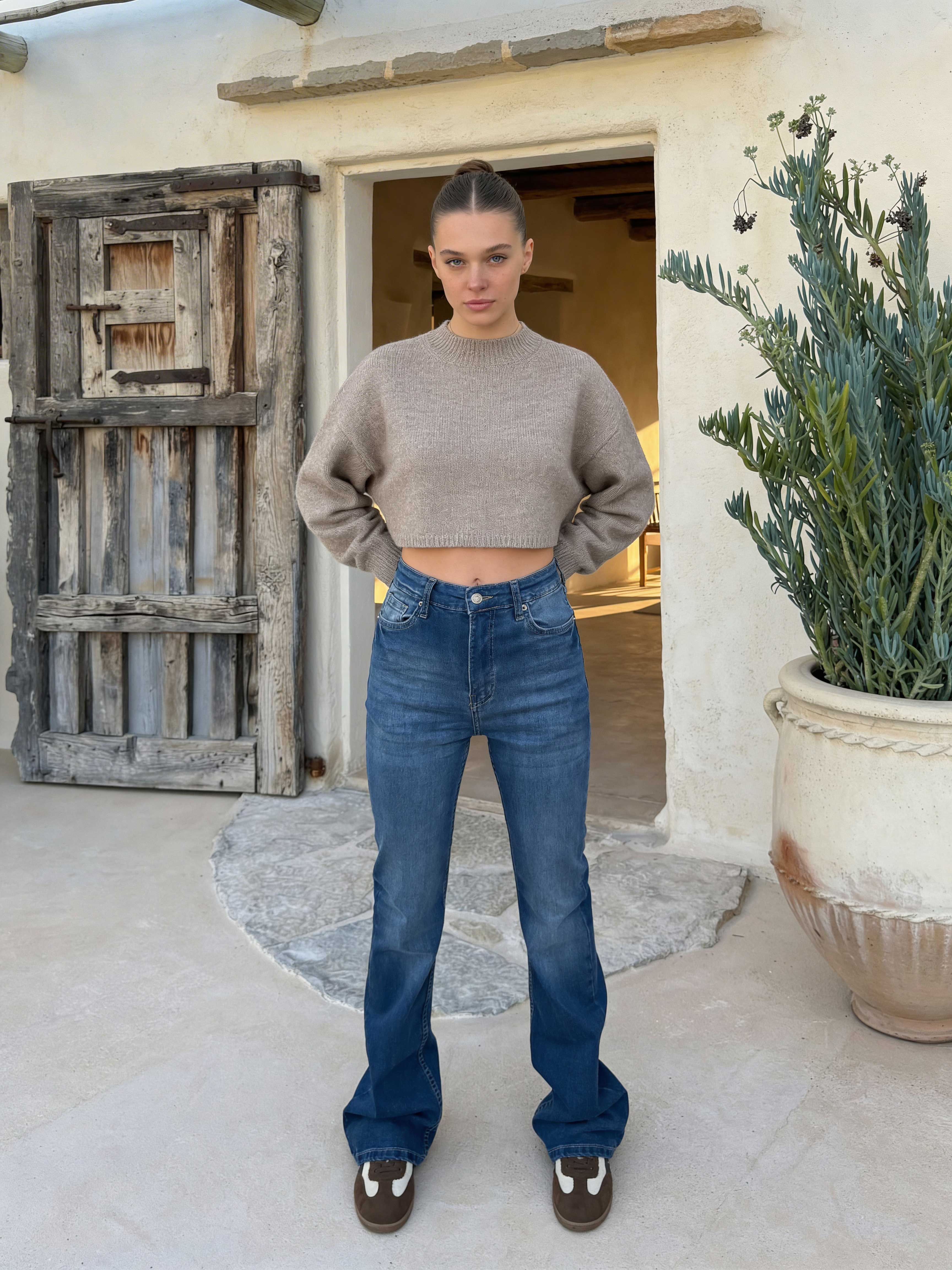 Flare – High-Waist Mid Vintage Blue Jeans Flare CIZARO - Cizaro Jeans