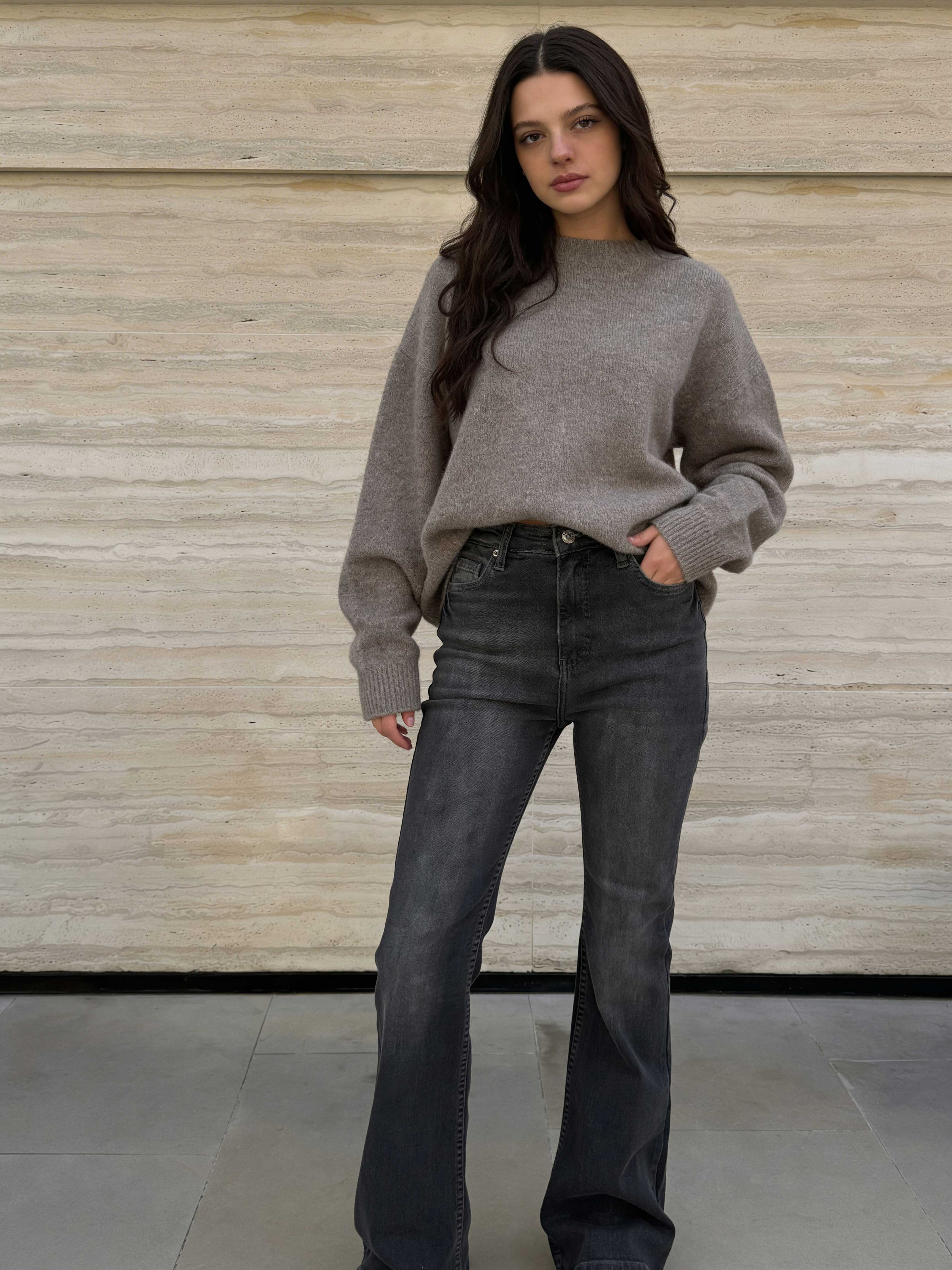 Flare - High-Waist Ash Black Jeans Flare CIZARO - Cizaro Jeans