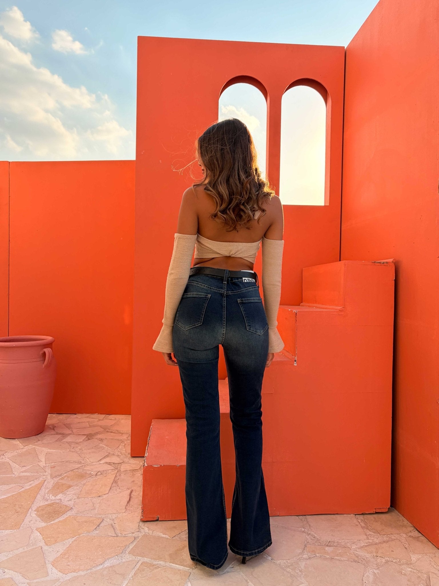 Flare – High Waist Deep Vintage Blue Jeans flare CIZARO - Cizaro Jeans