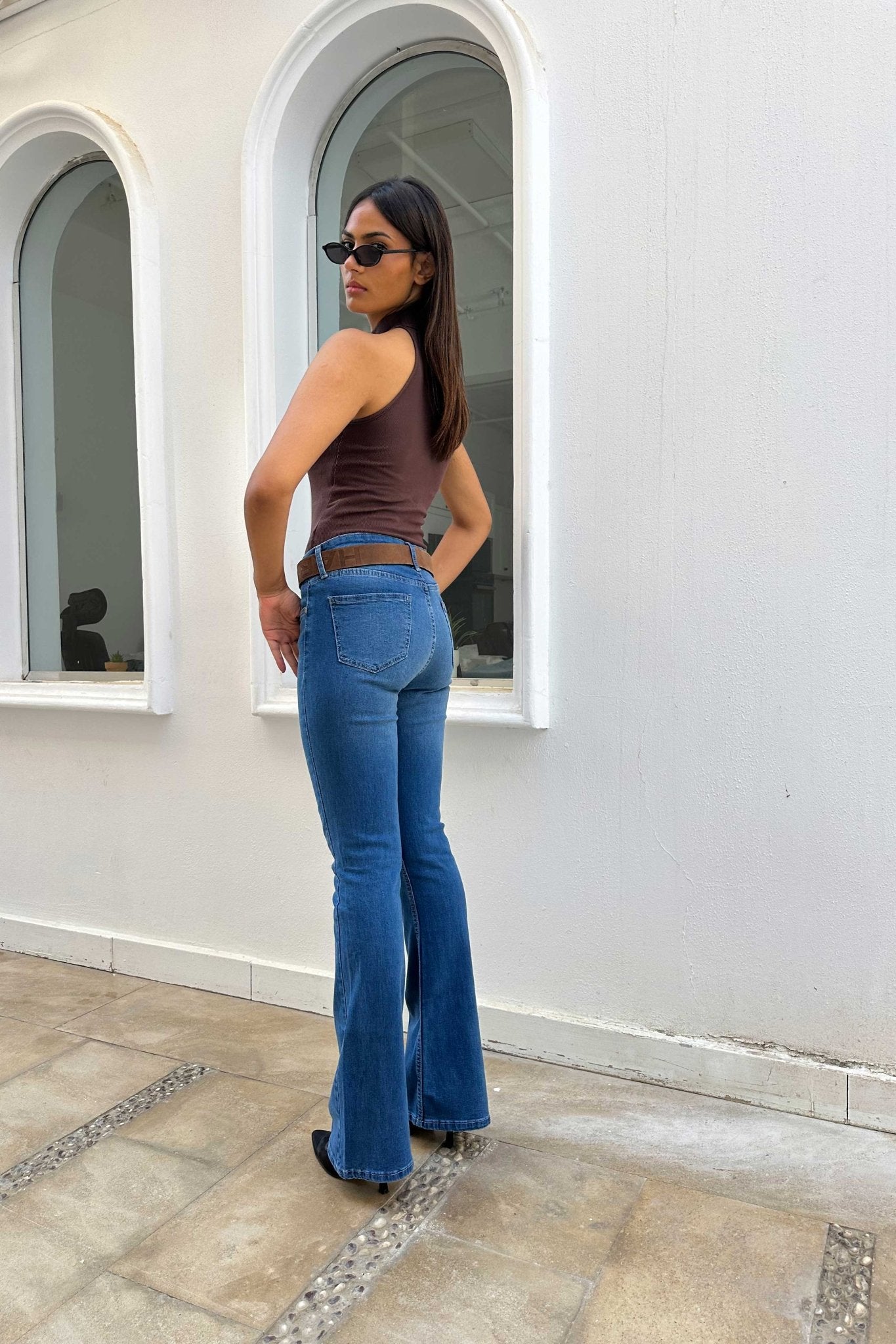 Flare – High Waist Mid Blue Jeans flare CIZARO - Cizaro Jeans