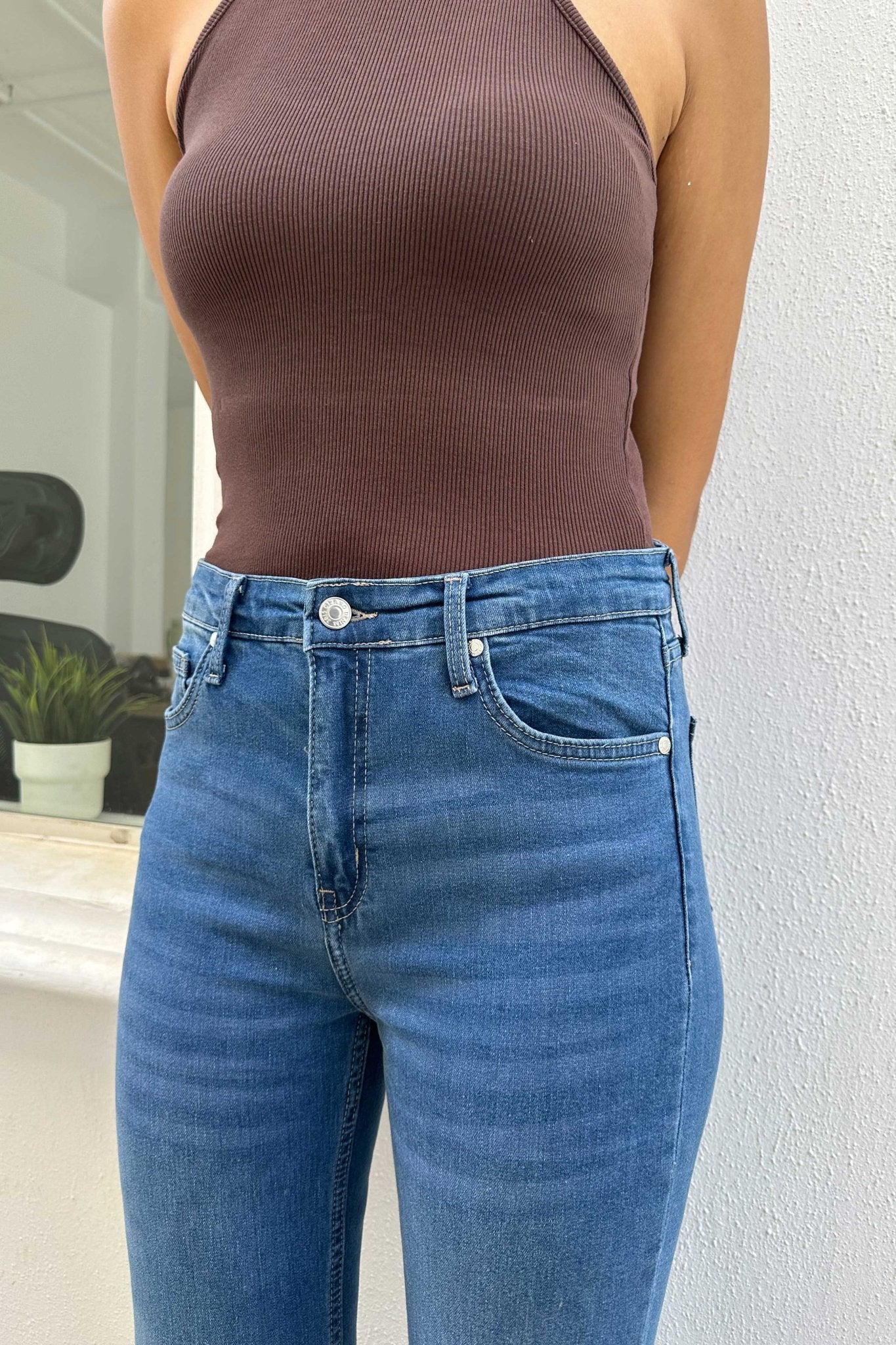 Flare – High Waist Mid Blue Jeans flare CIZARO - Cizaro Jeans