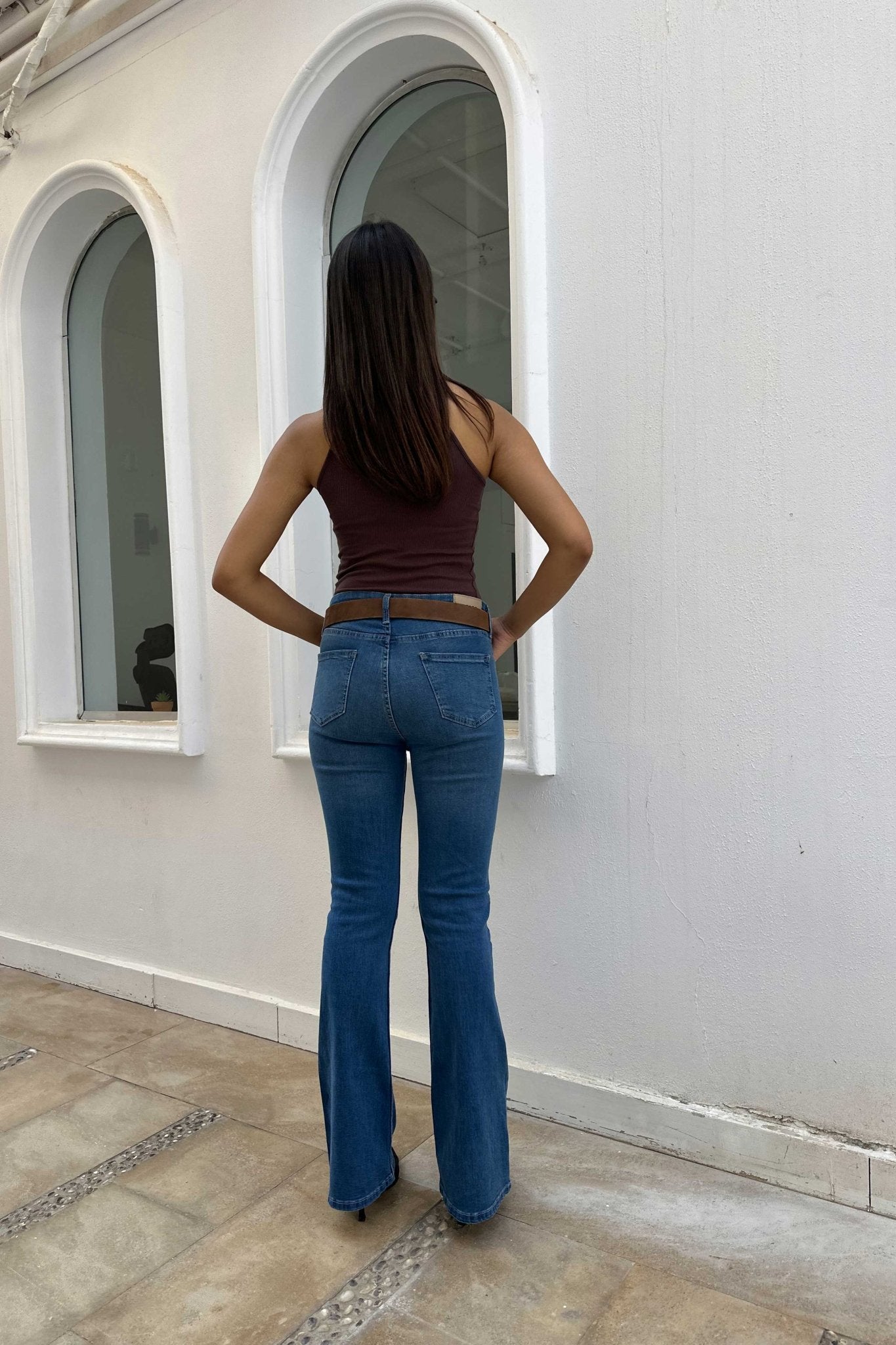 Flare – High Waist Mid Blue Jeans flare CIZARO - Cizaro Jeans