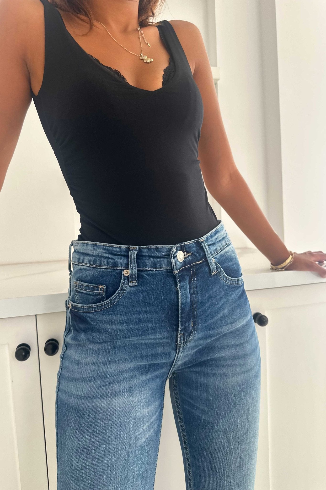 Flare – High Waist Ocean Blue Jeans flare CIZARO - Cizaro Jeans