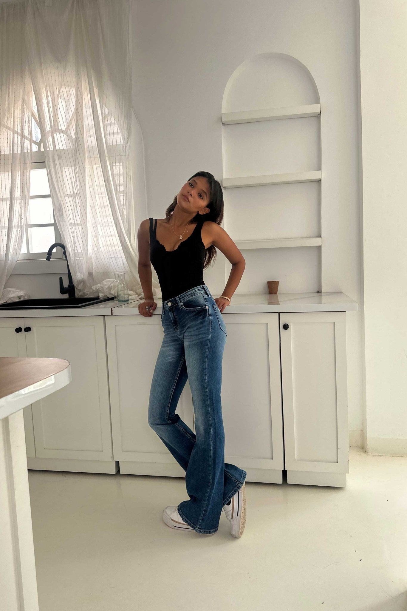 Flare – High Waist Ocean Blue Jeans flare CIZARO - Cizaro Jeans