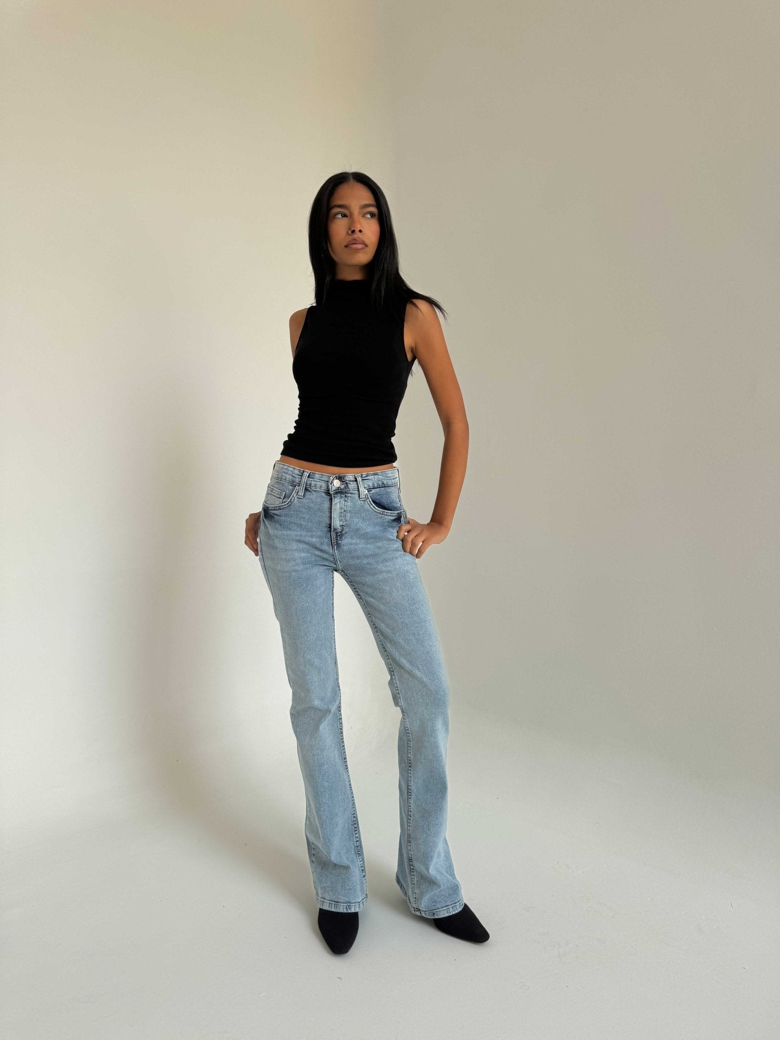 Flare – Low-Waist acid Light Blue Jeans flare CIZARO - Cizaro Jeans
