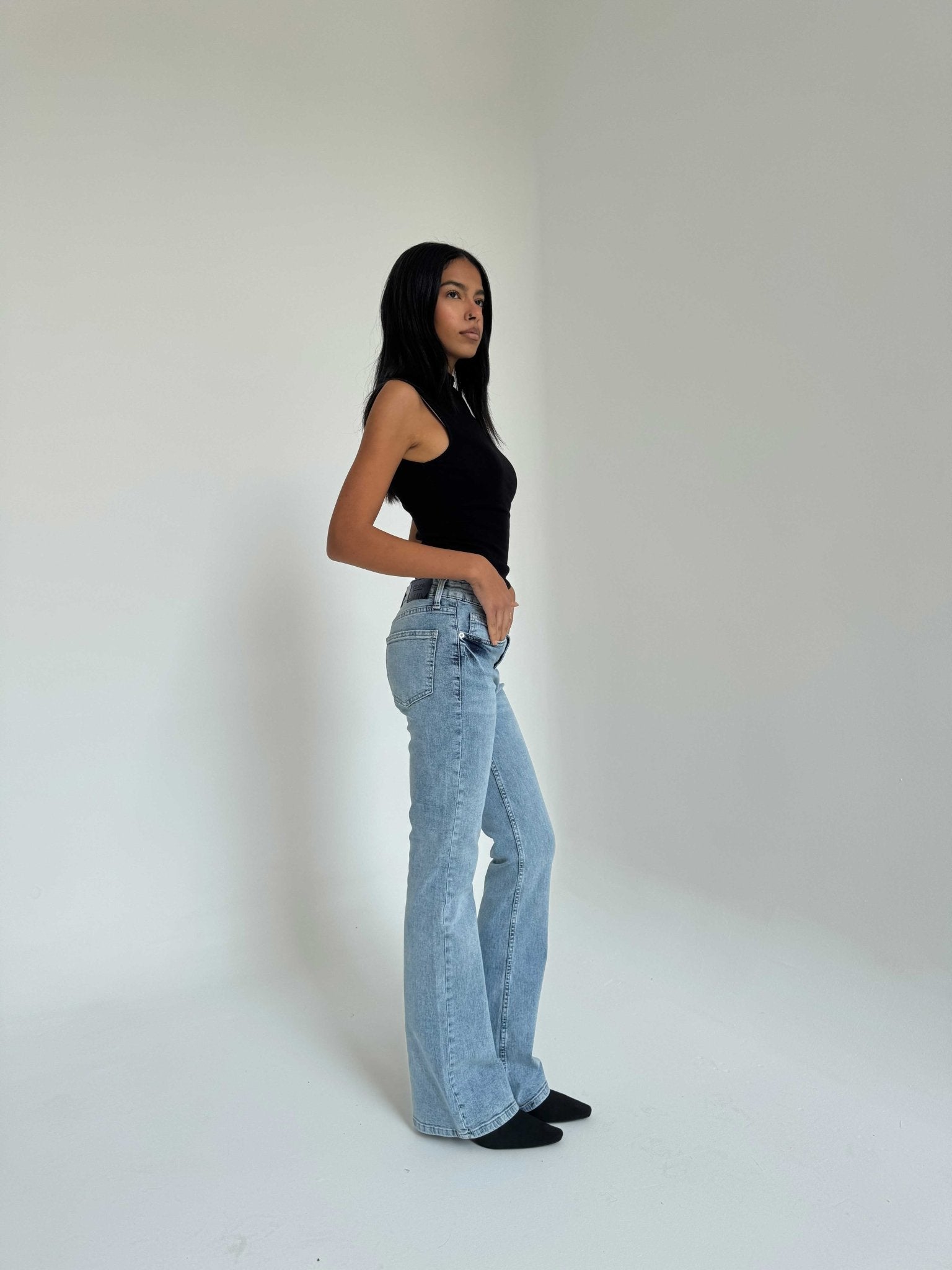 Flare – Low-Waist acid Light Blue Jeans flare CIZARO - Cizaro Jeans