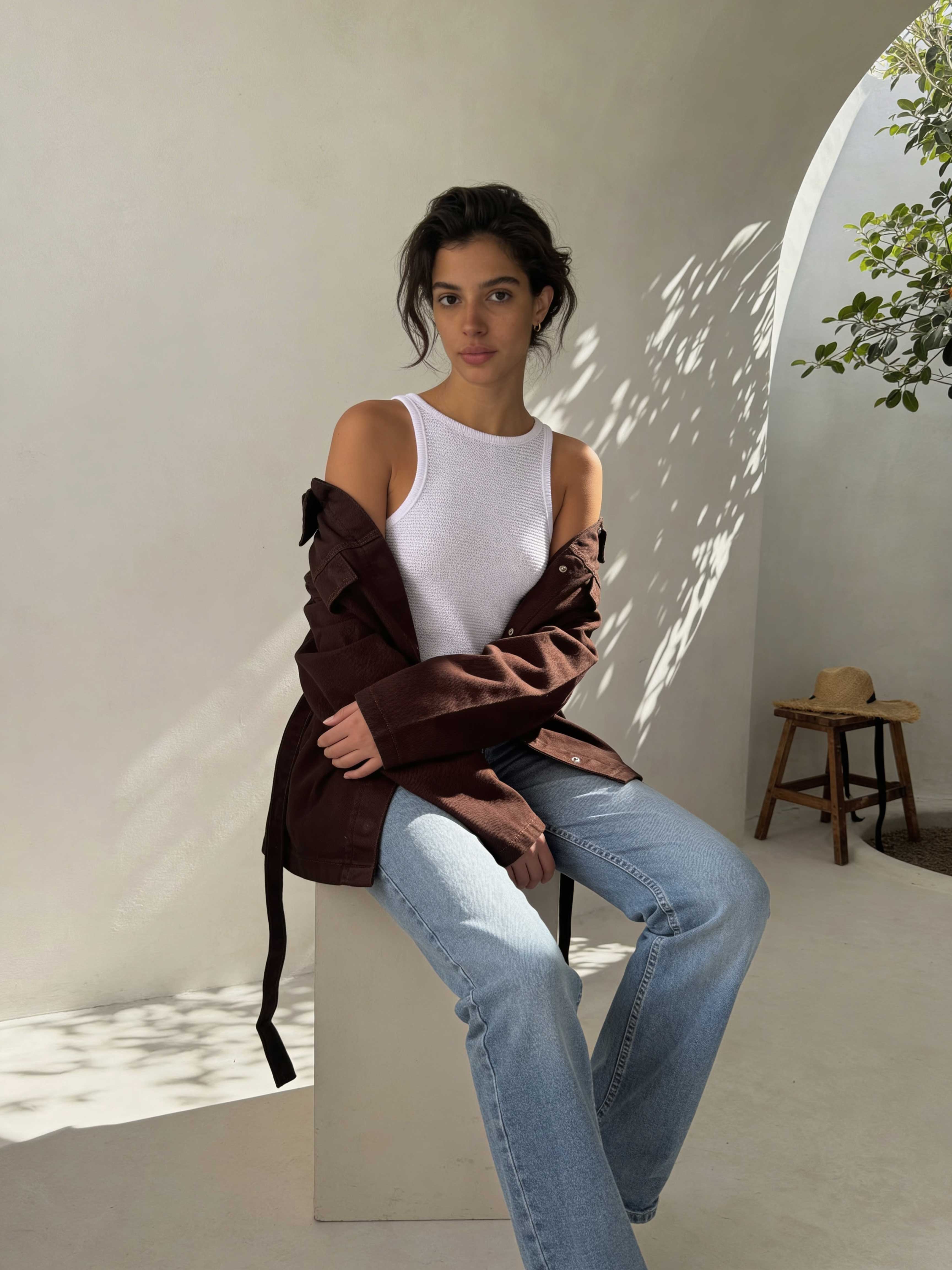 Jacket – Oversized Dark Chocolate Denim Jacket CIZARO - Cizaro Jeans