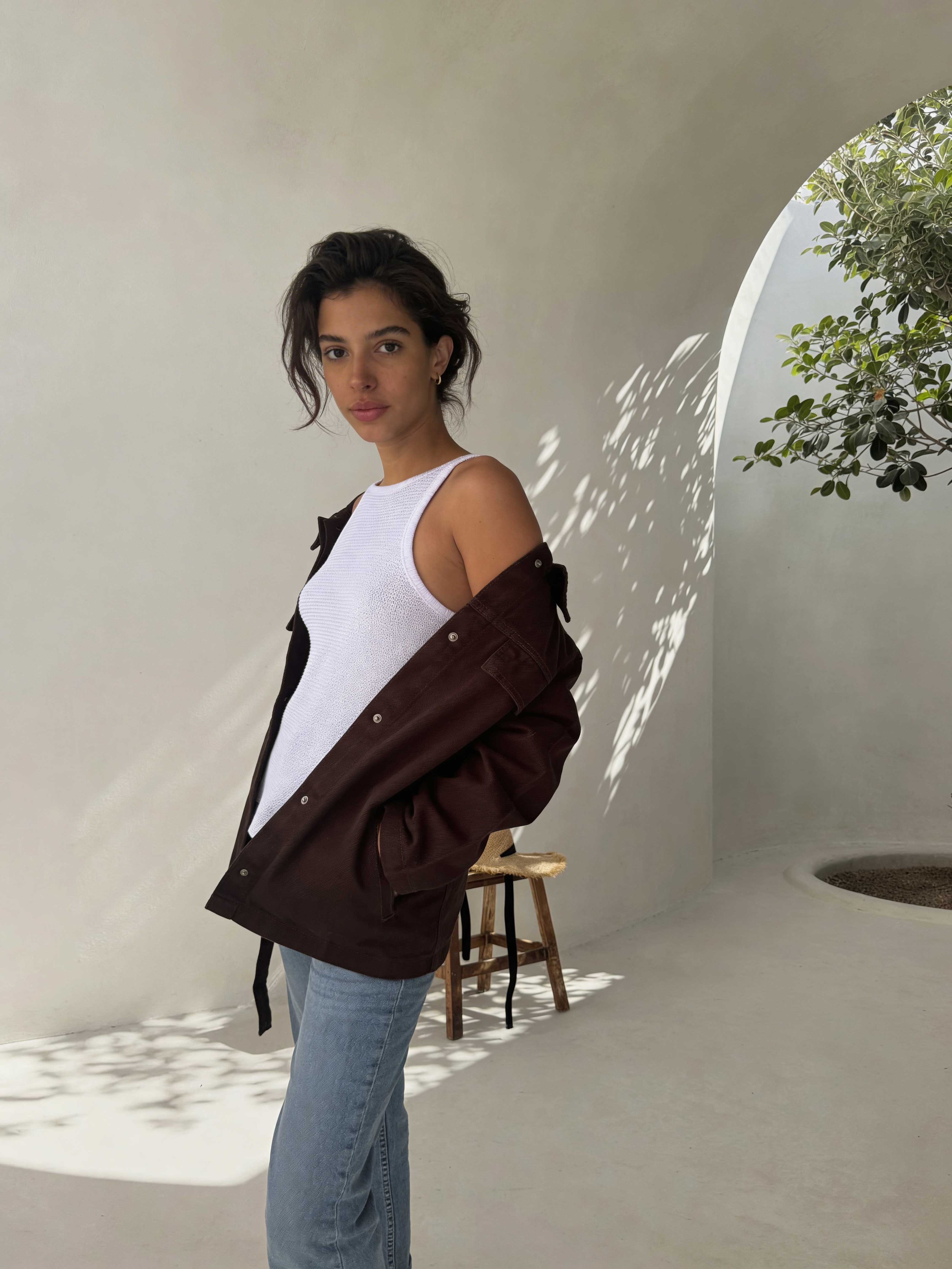 Jacket - Belted Button-Up Oversized Sage Green Denim jacket CIZARO - Cizaro Jeans