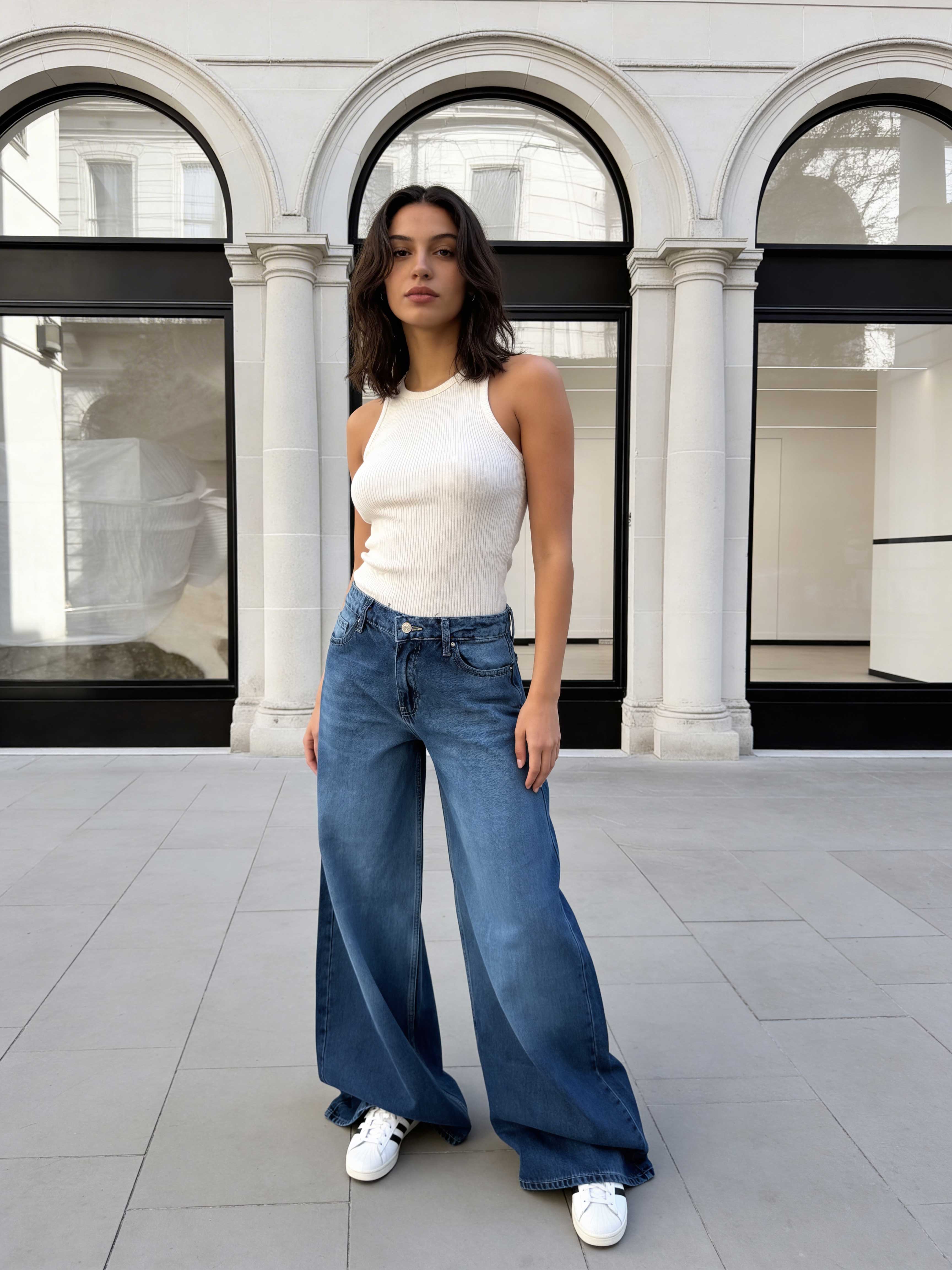 Loose Baggy - Low-Waist Rich Mid Blue Jeans Baggy CIZARO - Cizaro Jeans