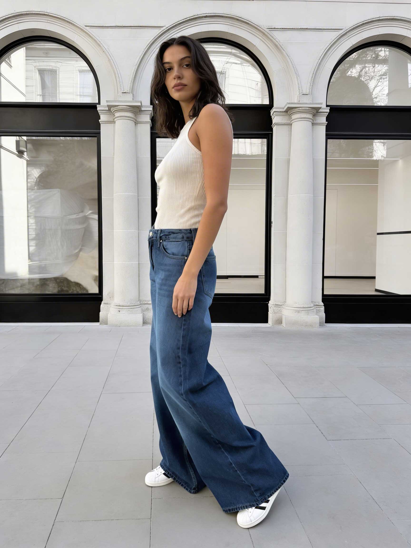 Loose Baggy - Low-Waist Rich Mid Blue Jeans Baggy CIZARO - Cizaro Jeans