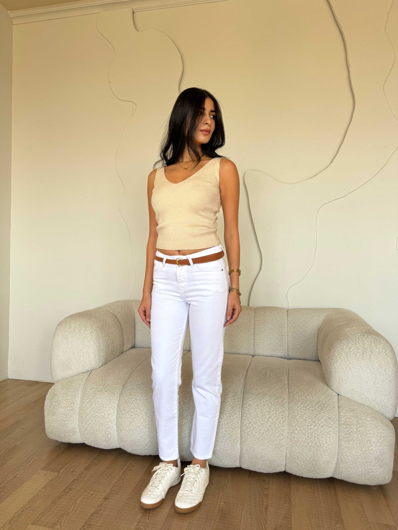 Mom Fit – Mid Rise White Jeans mom fit CIZARO - Cizaro Jeans