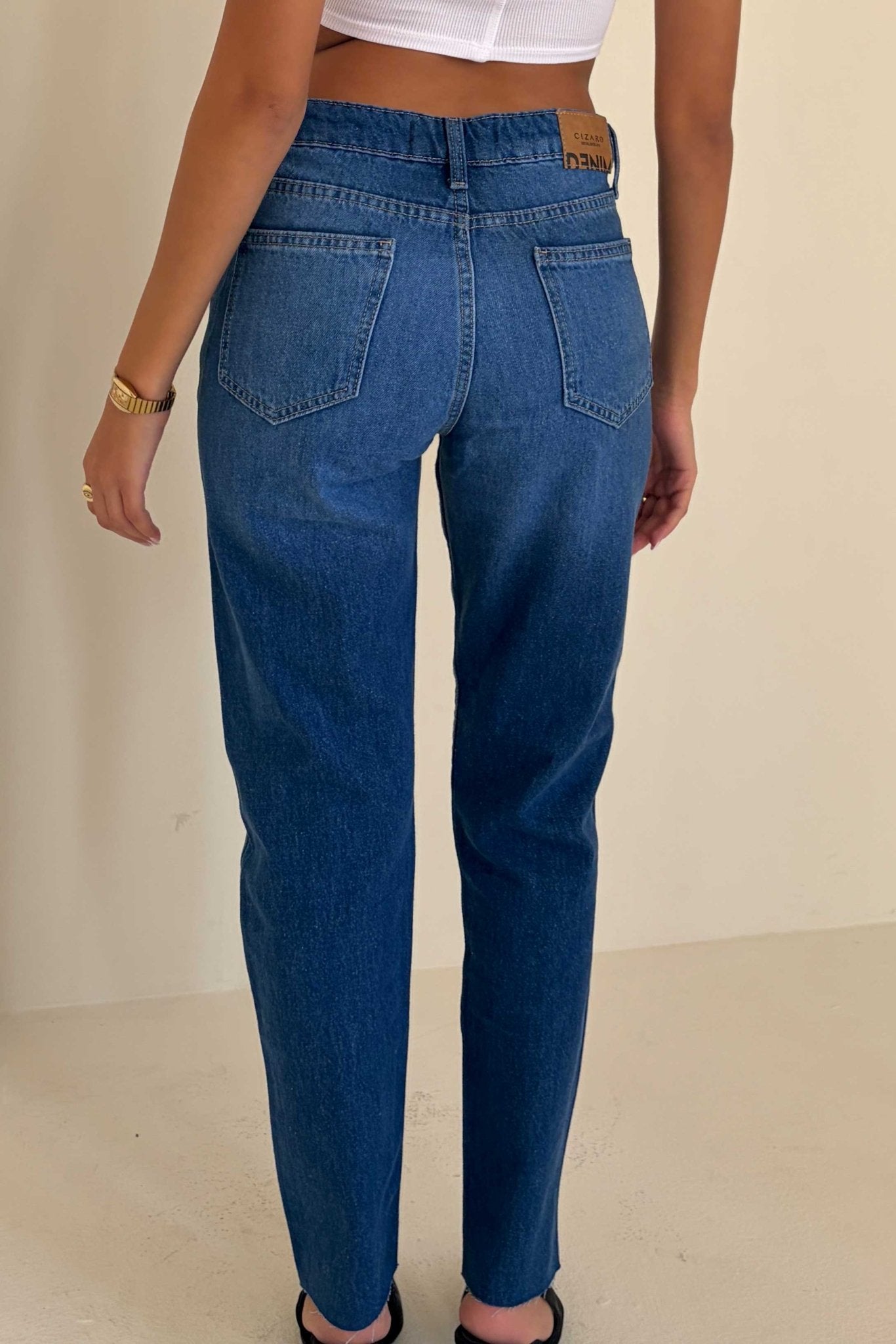 Mom Fit – Mid Rise Ocean Blue Jeans