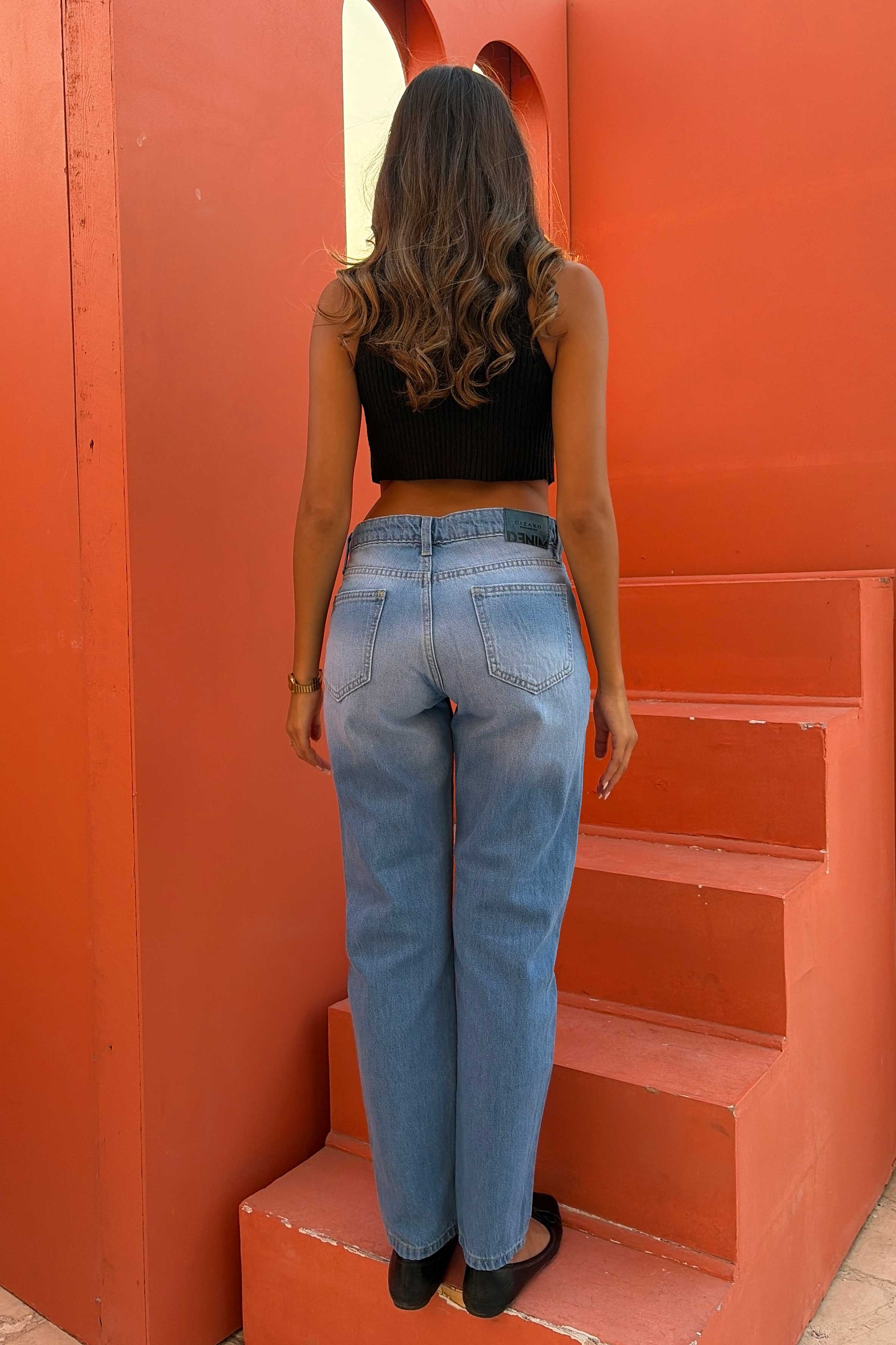 Mom Fit – Mid Rise Powder Blue Jeans