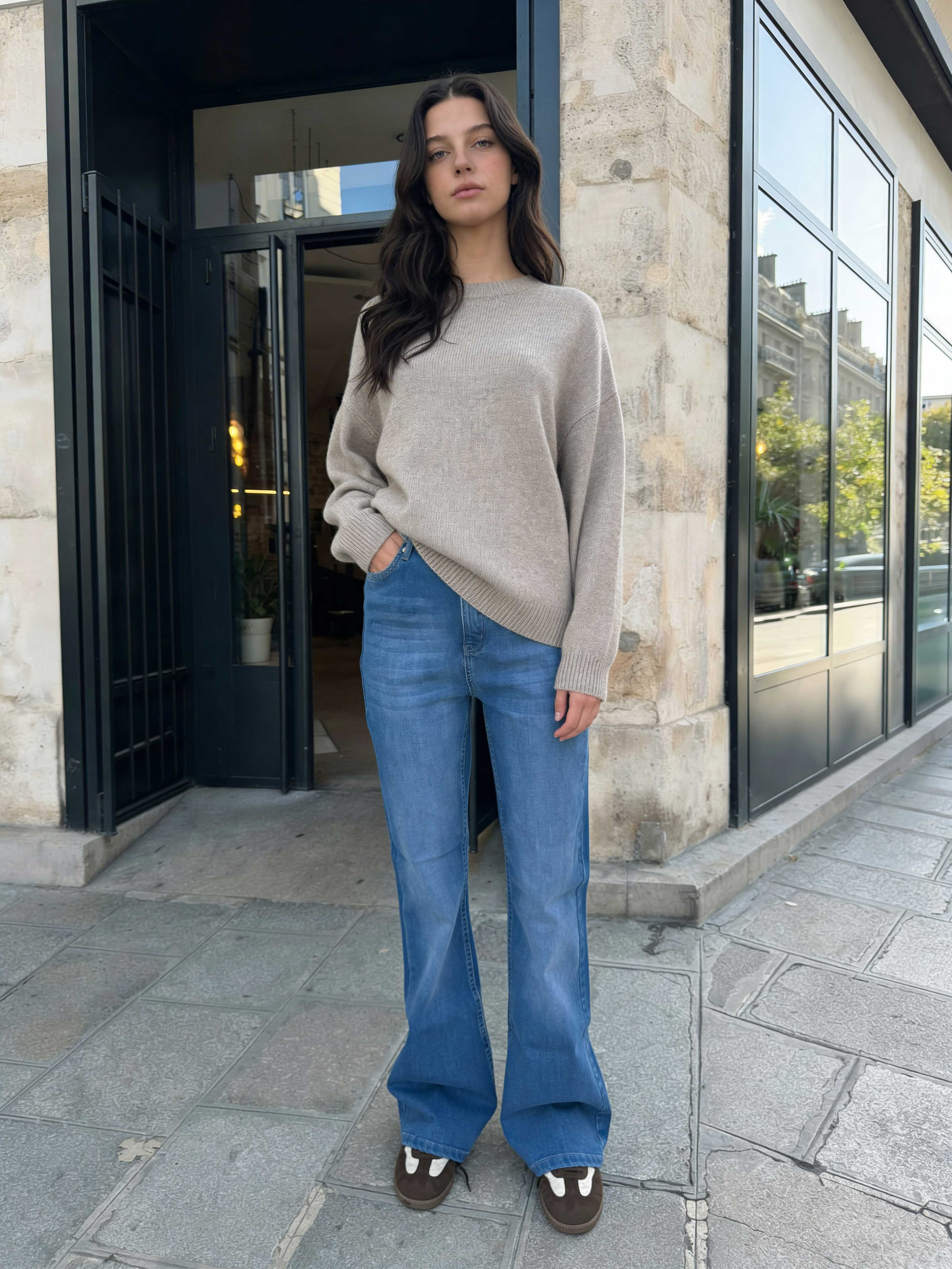 Flare – High-Waist Powder Blue Jeans Flare CIZARO - Cizaro Jeans