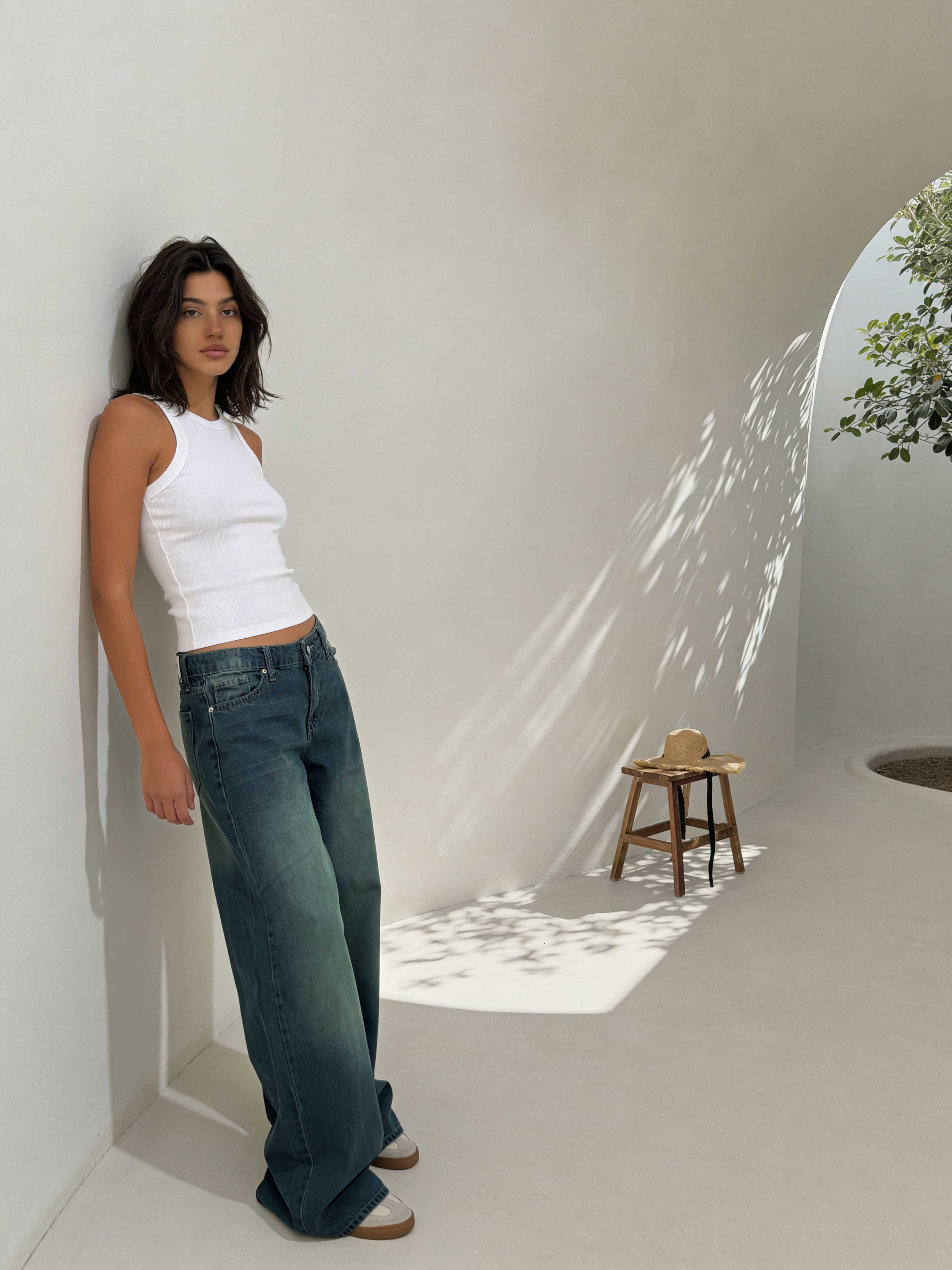 Super Baggy – Mid-Rise Vintage Blue Green Jeans Super Baggy CIZARO - Cizaro Jeans