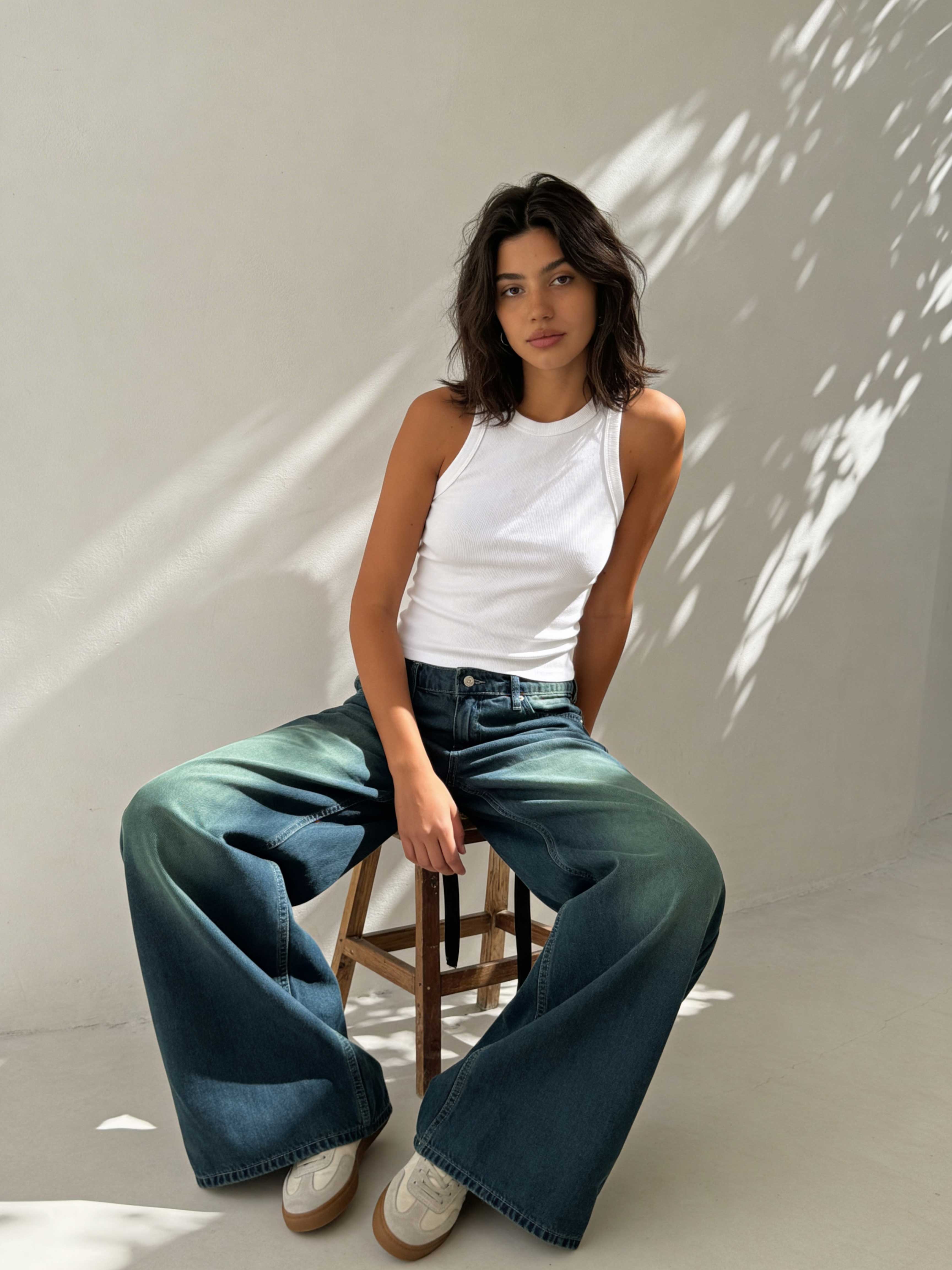 Super Baggy – Mid-Rise Vintage Blue Green Jeans Super Baggy CIZARO - Cizaro Jeans