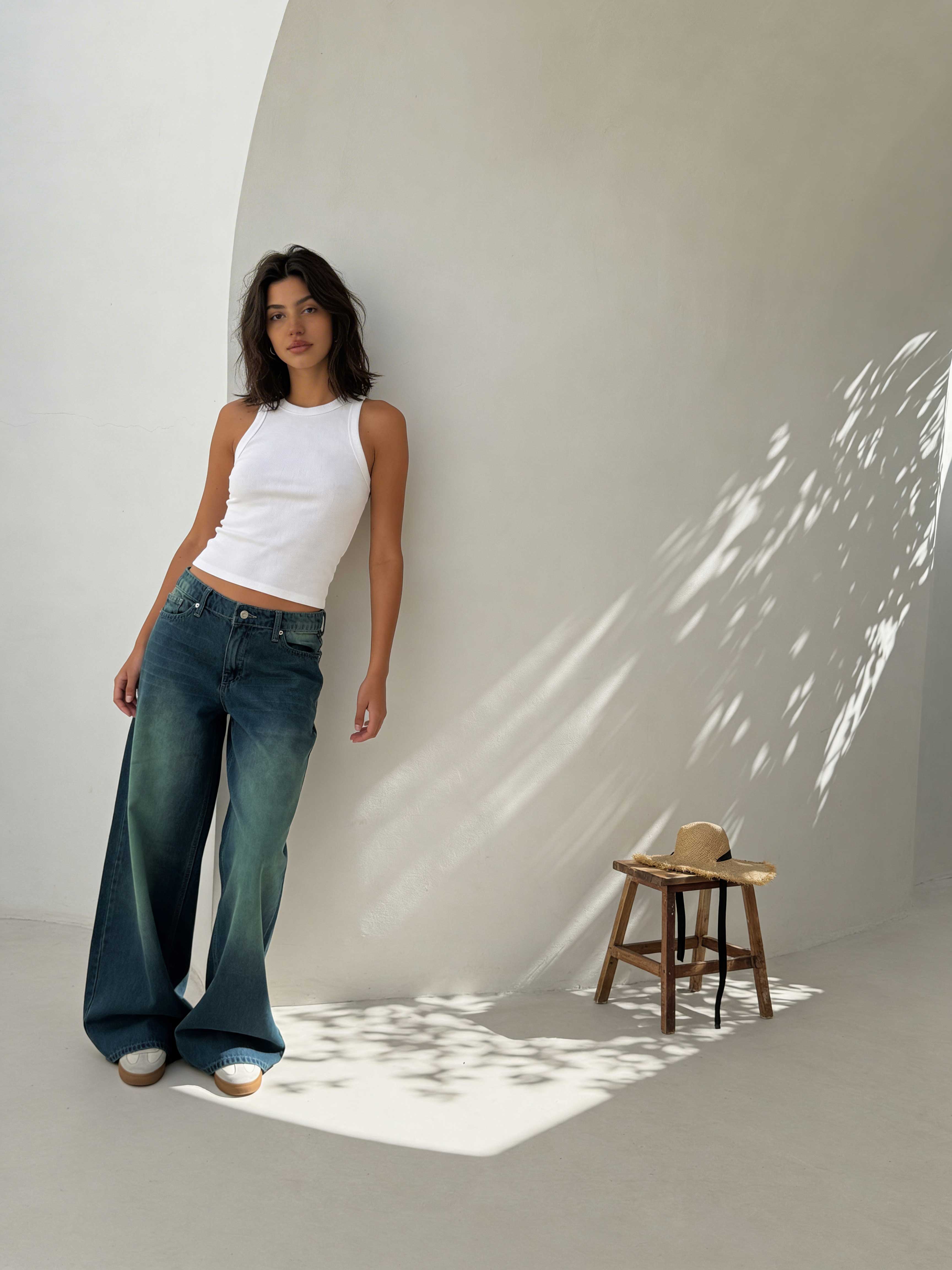 Super Baggy – Mid-Rise Vintage Blue Green Jeans Super Baggy CIZARO - Cizaro Jeans